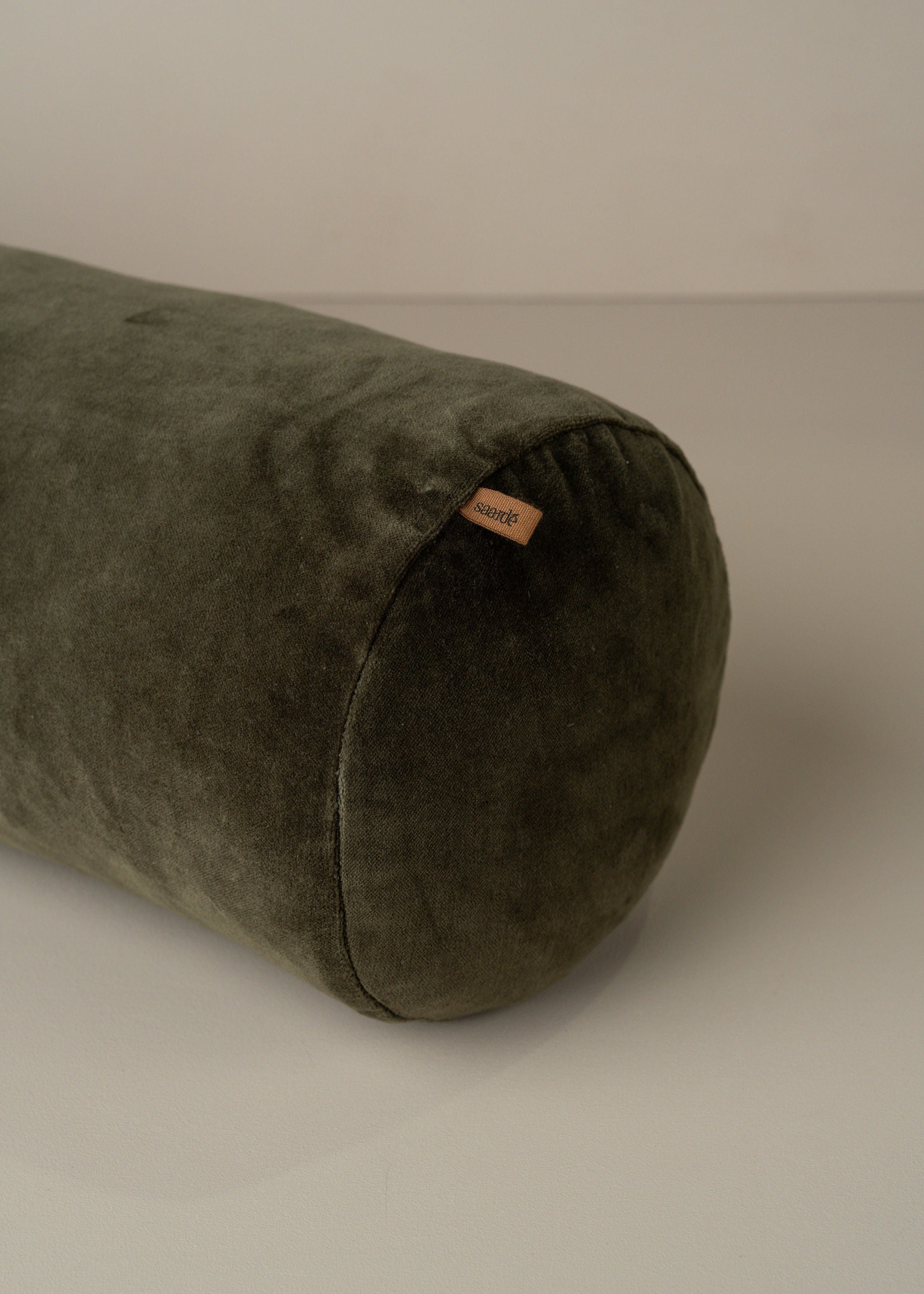 Luxury Velvet Structured Bolster Pillow - Dark Olive Green for Sofa, Bed & Home Decor | Supportive & Stylish Cushion for Living Room, Nursery or Office