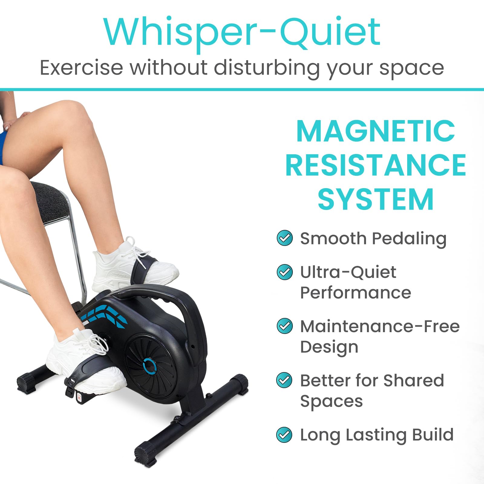 Vive Under Desk Bike - Magnetic Pedal Exerciser for Home & Office - Quiet Stationary Cycling Bike for Seated Arm & Leg Exercise - Perfect for Work from Home, Office Workouts & Physical Therapy