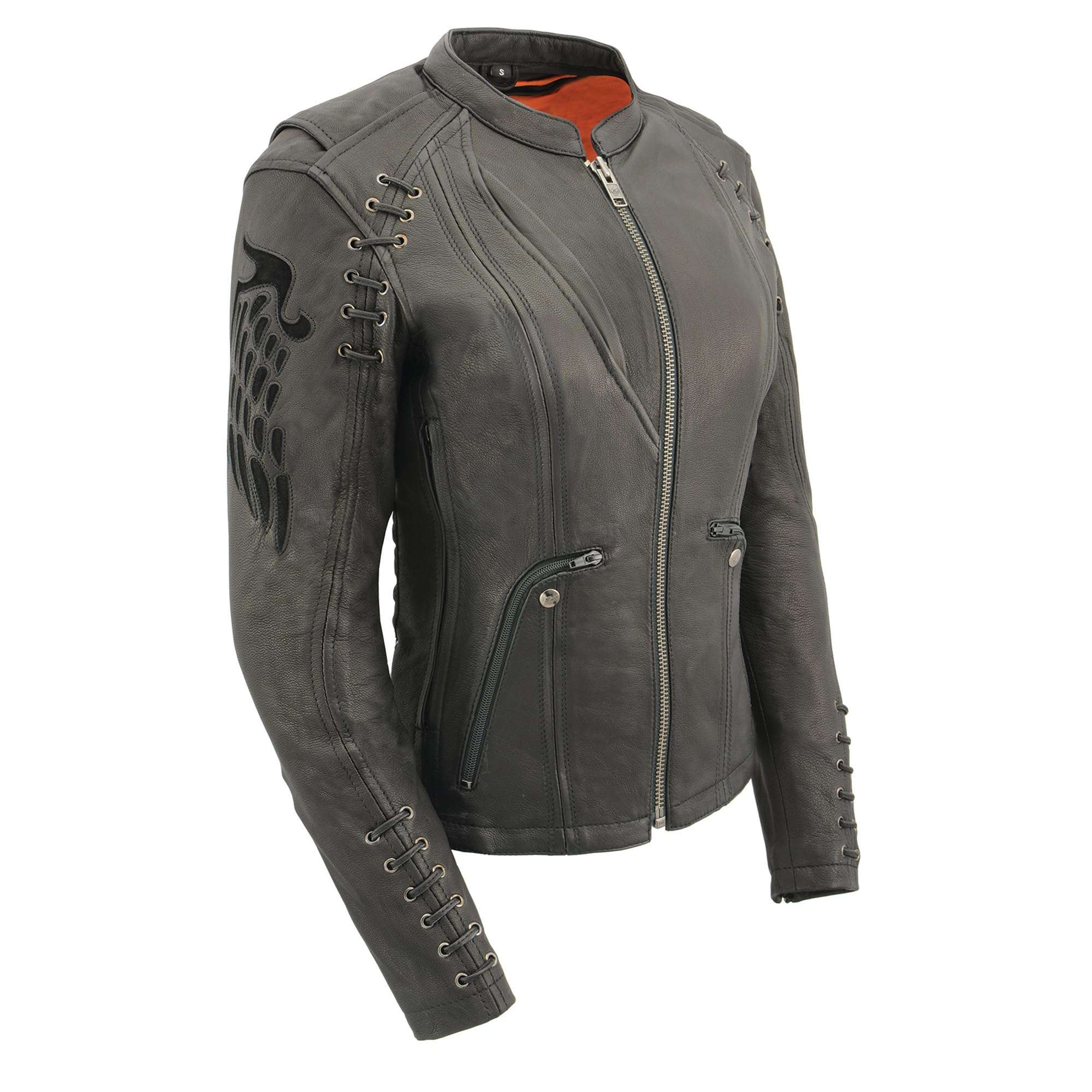 Milwaukee Leather Women's Lightweight Scuba Racer Jacket with Lace & Grommet Details MLL2535 - Perfect for Motorcycle Riding, Casual Outfits & Fashionable Layering