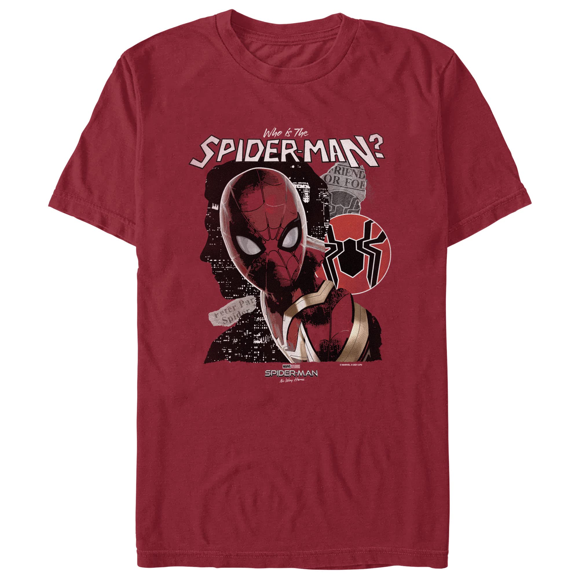 Men's Marvel Spider-Man: No Way Home Who is The Spider-Man Graphic T-Shirt | Superhero Movie Merchandise | Casual Wear & Cosplay