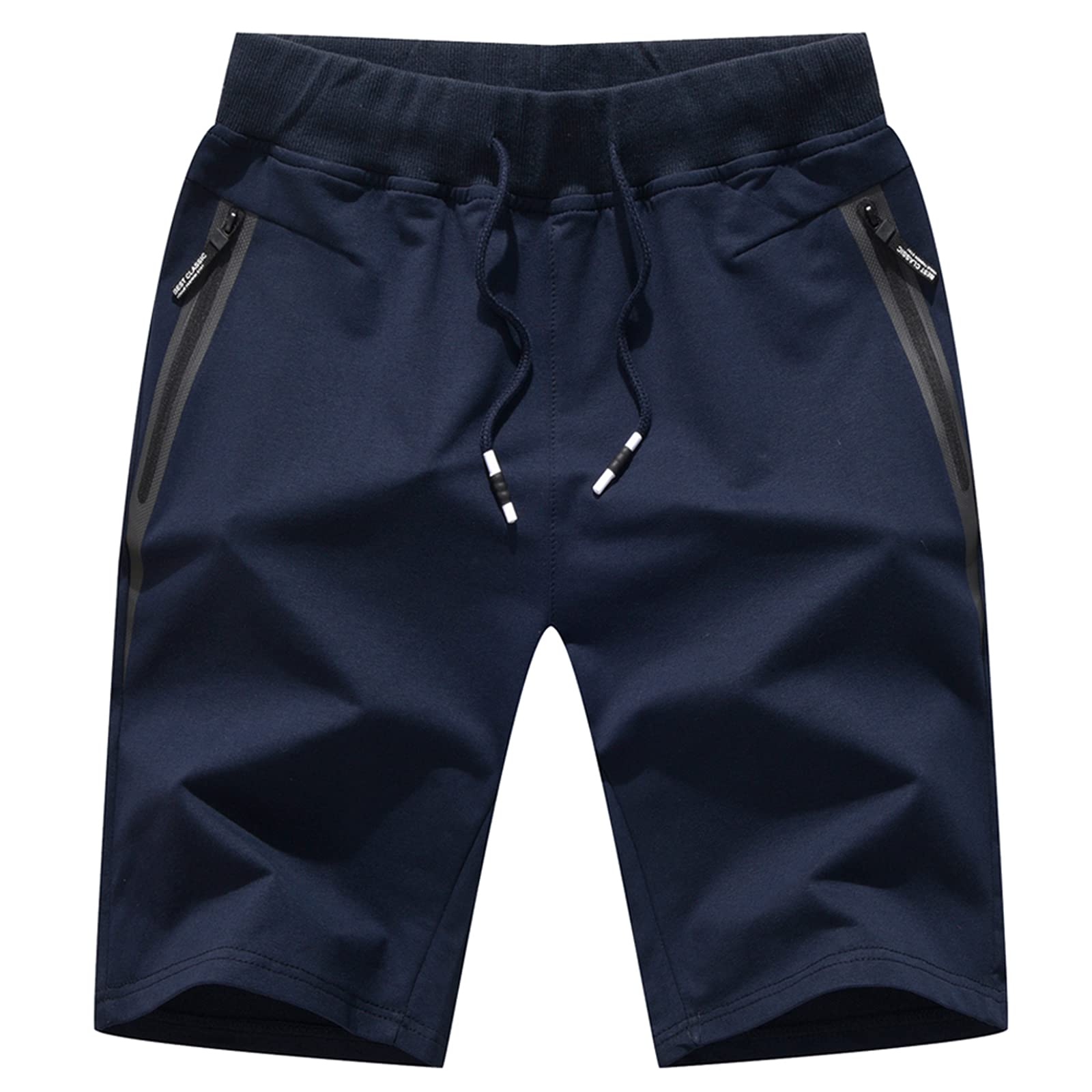 JustSun Men's Casual Sports Shorts with Elastic Waist & Zipper Pockets - Lightweight Quick-Dry Athletic Shorts for Running, Gym Workouts & Outdoor Activities