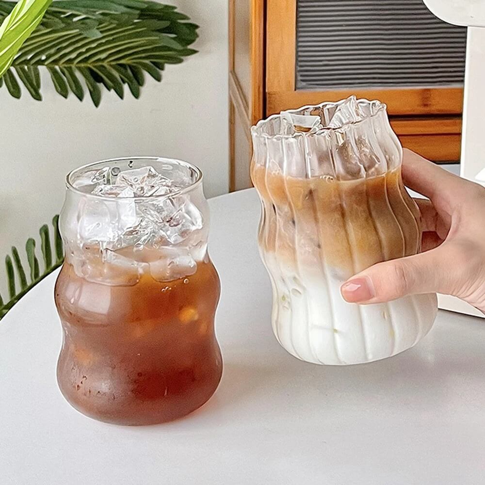 Vintage Cold Coffee Glass Cup - Insulated Iced Coffee Tumbler for Home, Office & Outdoor Use