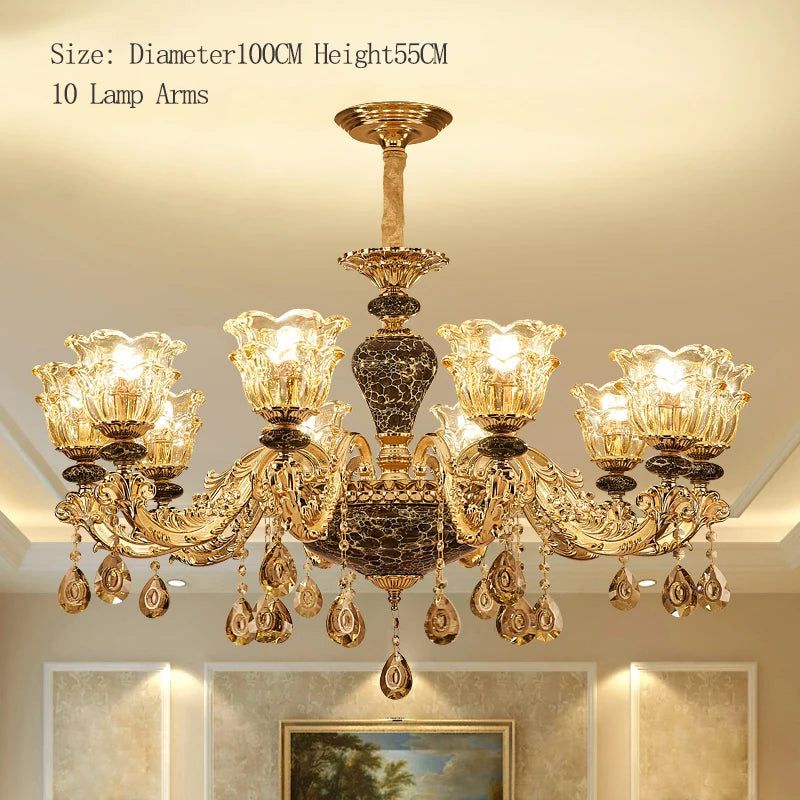 Modern Crystal Chandelier with Remote Control - Elegant LED Ceiling Light Fixture for Dining Room, Living Room & Bedroom Decor