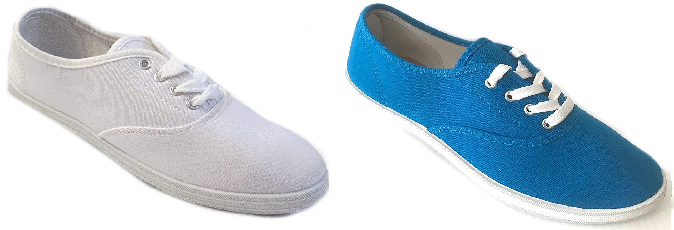 Shoes8teen Women's Canvas Lace-Up Sneakers - 2 Pair Pack - Comfortable Casual Shoes for Walking, Running & Everyday Wear