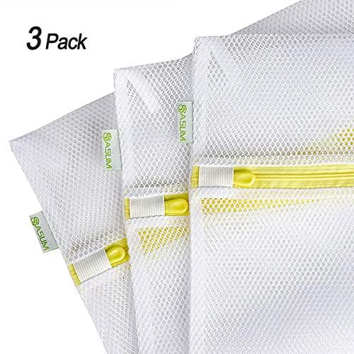 Premium 3-Pack Large Mesh Laundry Bags - Thick Durable Polyester Wash Bags for Jeans, Lingerie, Socks, Bras & Sweaters - Perfect for Washing Machine & Dryer Use - Ideal for Travel, College Dorms & Delicate Garment Care