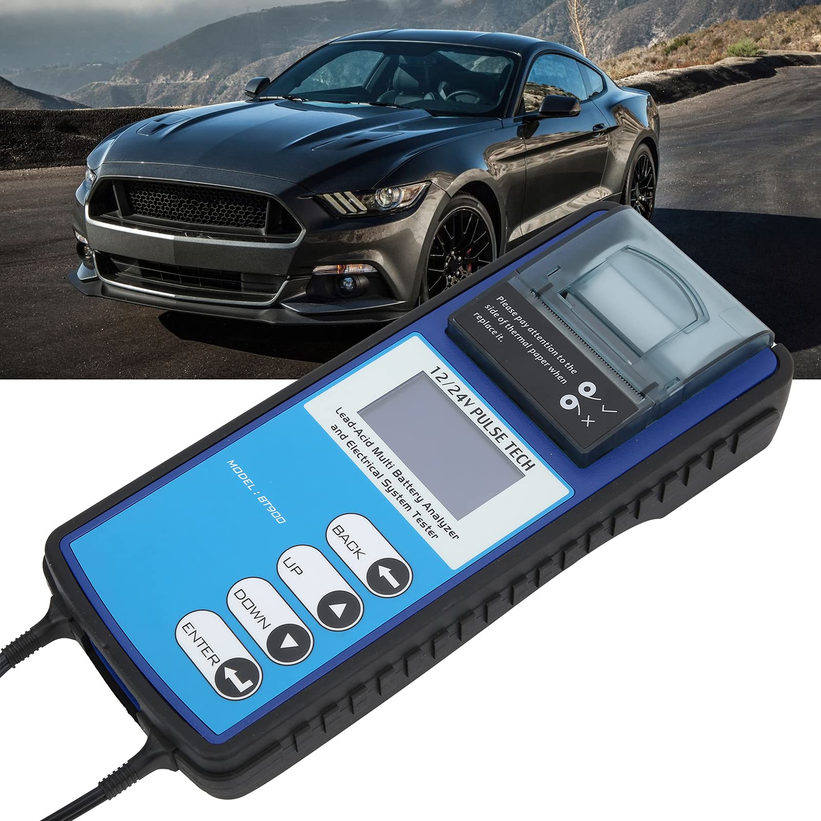 12V/24V Car Battery Tester BT900 - Digital LCD Battery Analyzer with Printer for Vehicle Charging System | Automotive Battery Health Check | Perfect for Mechanics, DIY Car Maintenance & Fleet Management