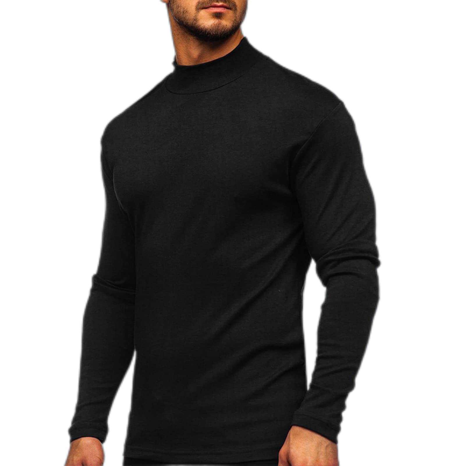 Men's Slim Fit Stretch Turtleneck Sweater - Long Sleeve Pullover Mock Neck Basic Undershirt for Winter Layering & Business Casual Outfits