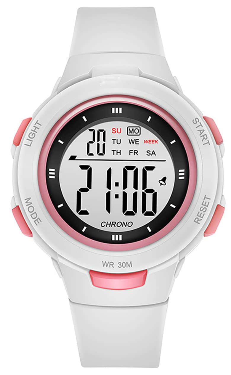 Fashion LED Digital Watch for Women - Waterproof Sport Watch with Alarm, 5Bar Silicone Strap - Perfect for Outdoor Activities, Running & Gym Workouts