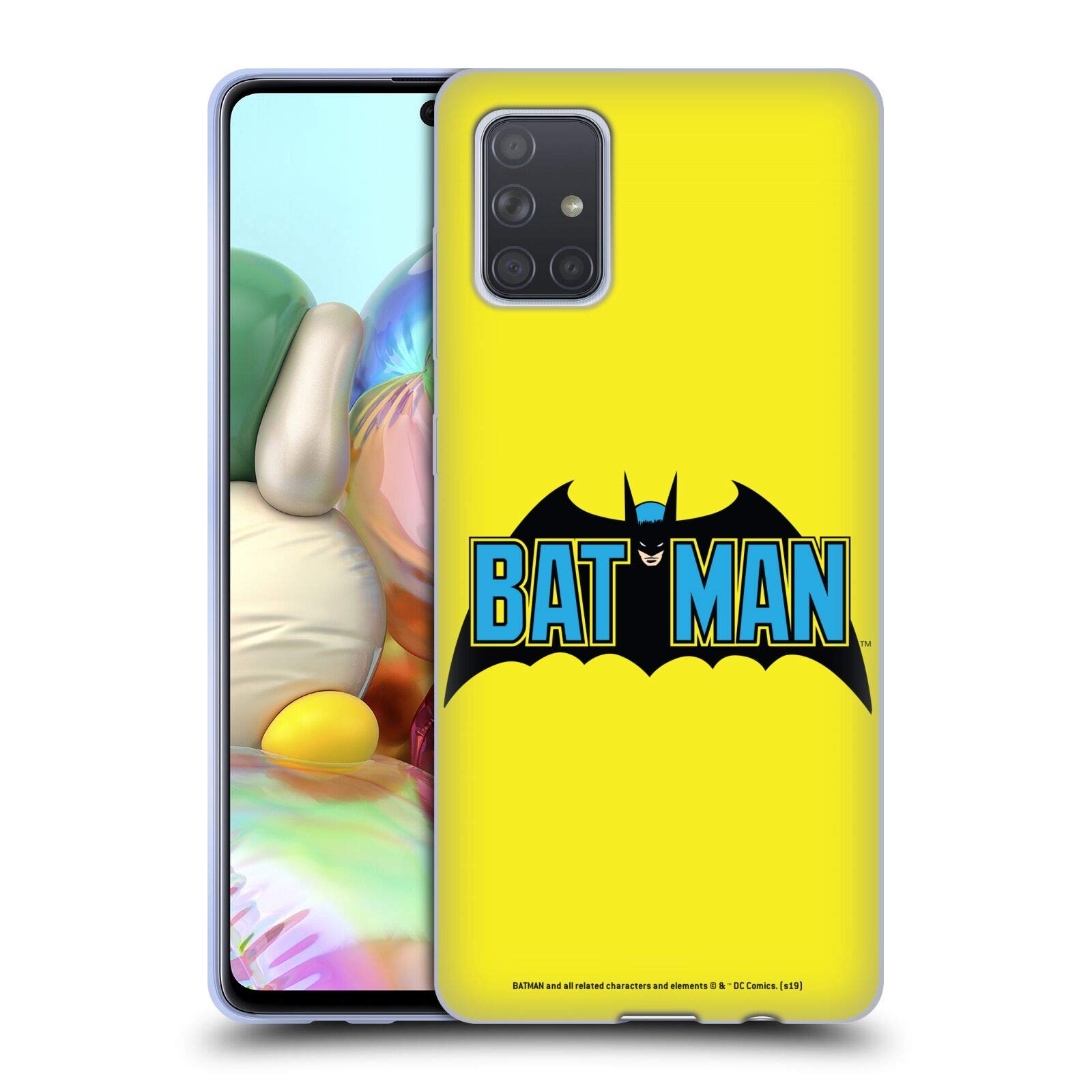 Official Batman DC Comics Classic 2 Logos Soft Gel Case for Samsung Galaxy A71 (2019) by Head Case Designs - Perfect for Everyday Protection & Superhero Style