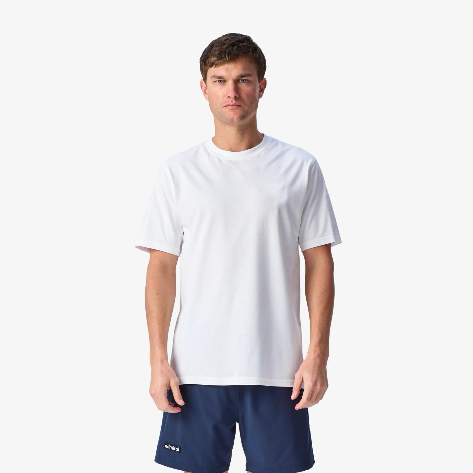 Admiral Core White T-Shirt for Men - Premium Cotton Crew Neck Tee for Casual Wear, Gym & Everyday Outfits