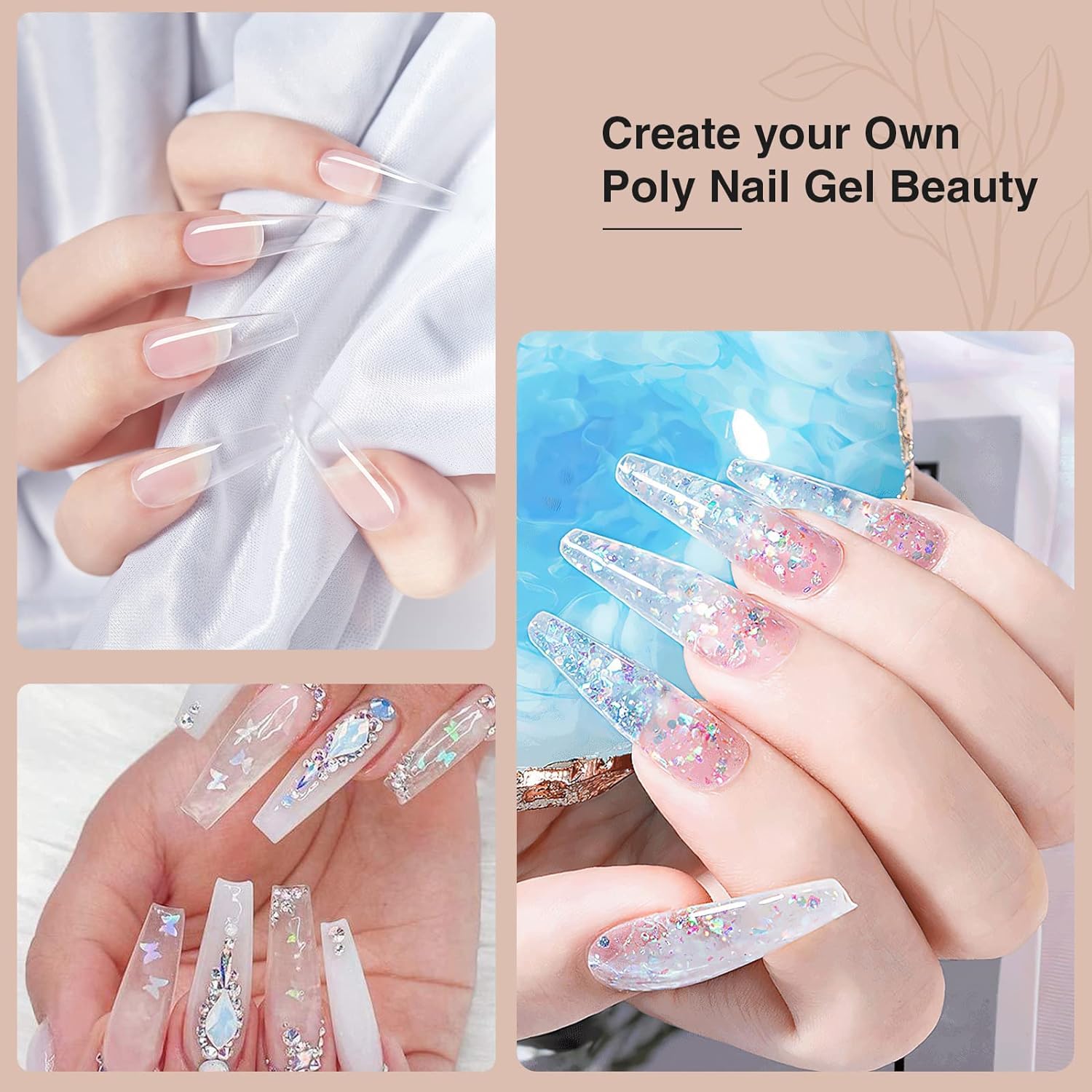 AISHU Clear Poly Nail Gel 60g - Professional Builder Gel for Nail Extensions & Nail Art | DIY Salon-Quality Manicures at Home | Perfect for Beginners & Professionals | Great for Acrylic Nails, Gel Extensions & Nail Art Designs