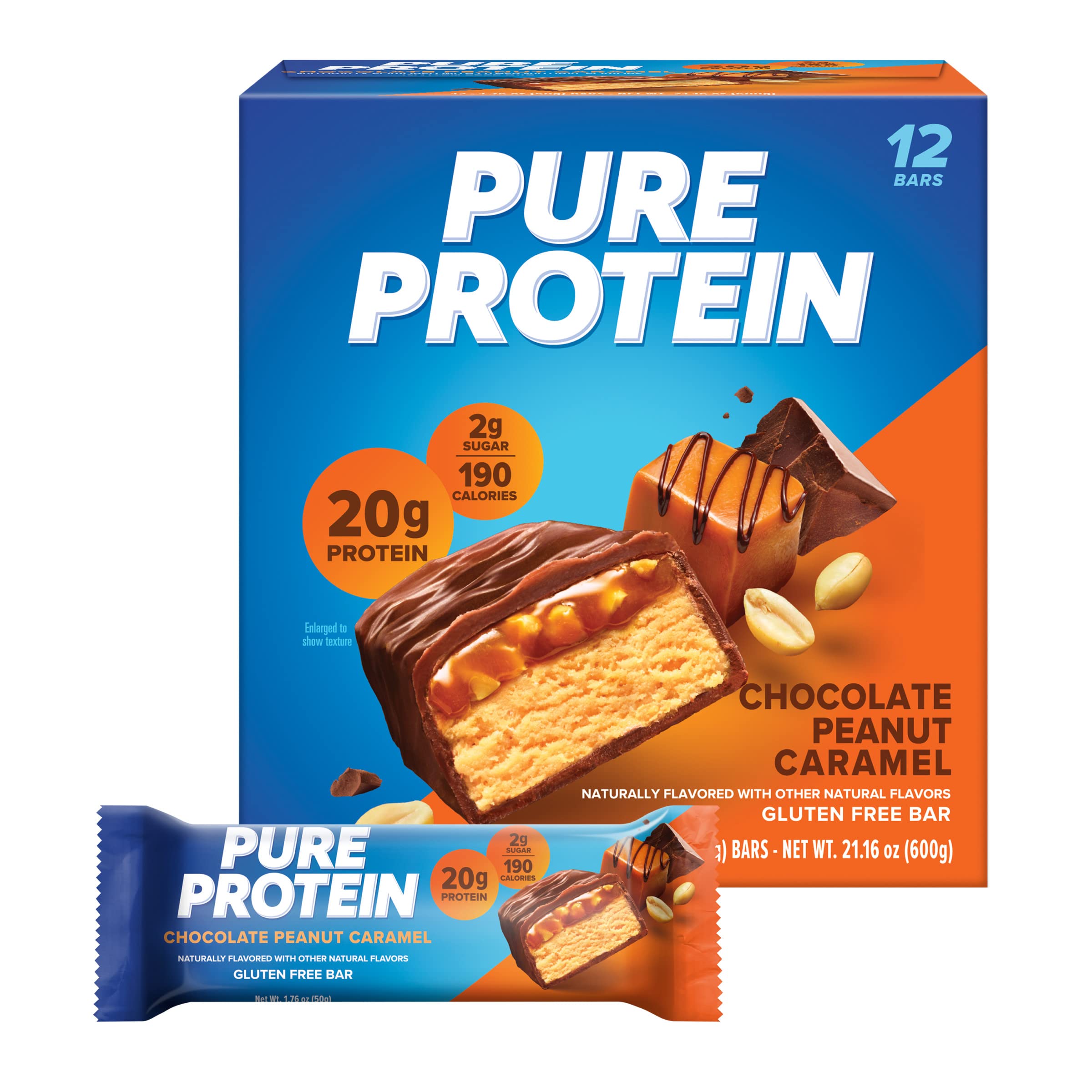 Body Fortress 100% Whey Protein Powder - Chocolate Flavor 1.78lbs + Pure Protein Bars - Chocolate Peanut Caramel (12 Count, 1.76oz) | Post-Workout Recovery & Muscle Building Supplement for Athletes & Fitness Enthusiasts