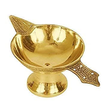 Idyah Crafts Brass Deepak Single - Camphor Loban Dhuni Oil Lamp for Puja, Home Decor, Temple & Office Use | Handmade Incense Burner for Meditation, Spiritual Ceremonies & Gift Giving