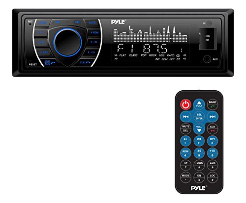 Pyle PLRMR27BTB 12V Single DIN Bluetooth Marine Stereo Receiver - Digital LCD, MP3/USB/SD Playback, AM/FM Radio, RCA Outputs & Remote Control - Perfect for Boats, Yachts & Marine Audio Systems