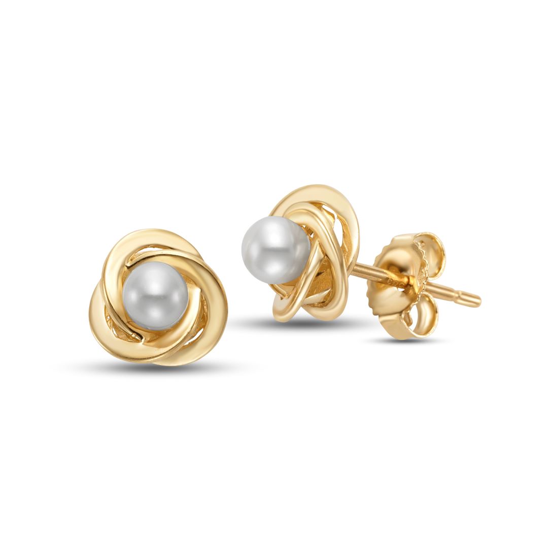 3mm Pearl Knot Earrings for Women - Elegant Stud Earrings for Daily Wear, Gift Giving & Special Occasions