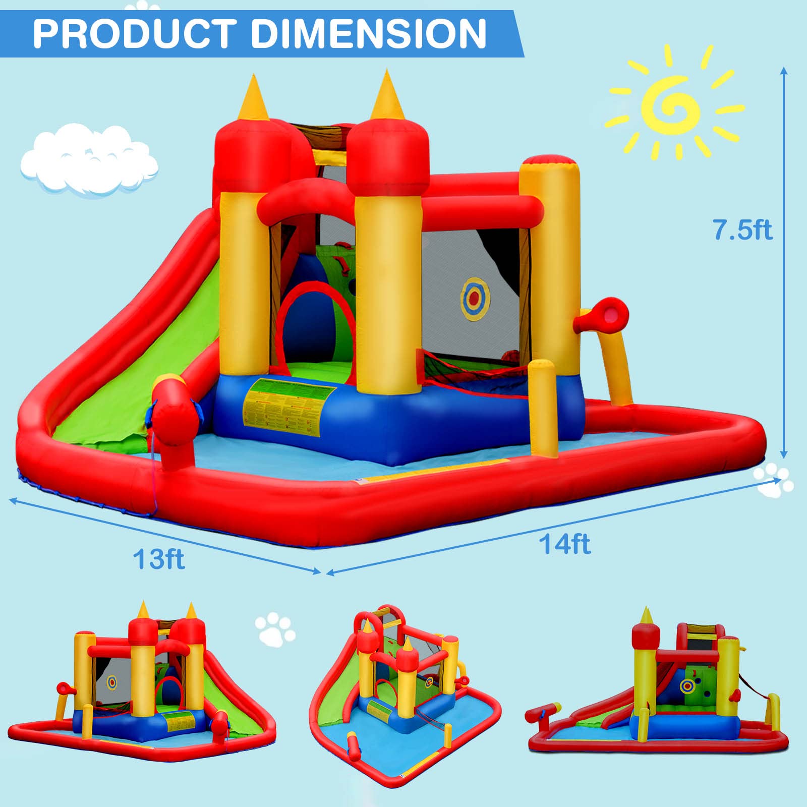 **HONEY JOY 7-in-1 Inflatable Water Slide & Bounce House for Kids & Adults – Giant Blow Up Water Park with Splash Pool – Outdoor Backyard Summer Fun (Blower Not Included) – Perfect for Birthday Parties, Family Gatherings, and Summer Water Play**