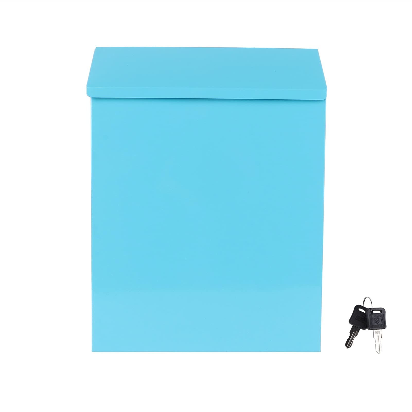 Mainaisi 1pc European Style Creative Iron Mailbox - Rustproof Outdoor Letter Box for Home, Garden & Office - Decorative Blue Mail Post Box with Card Slot - Perfect for House Numbers, Letters & Packages