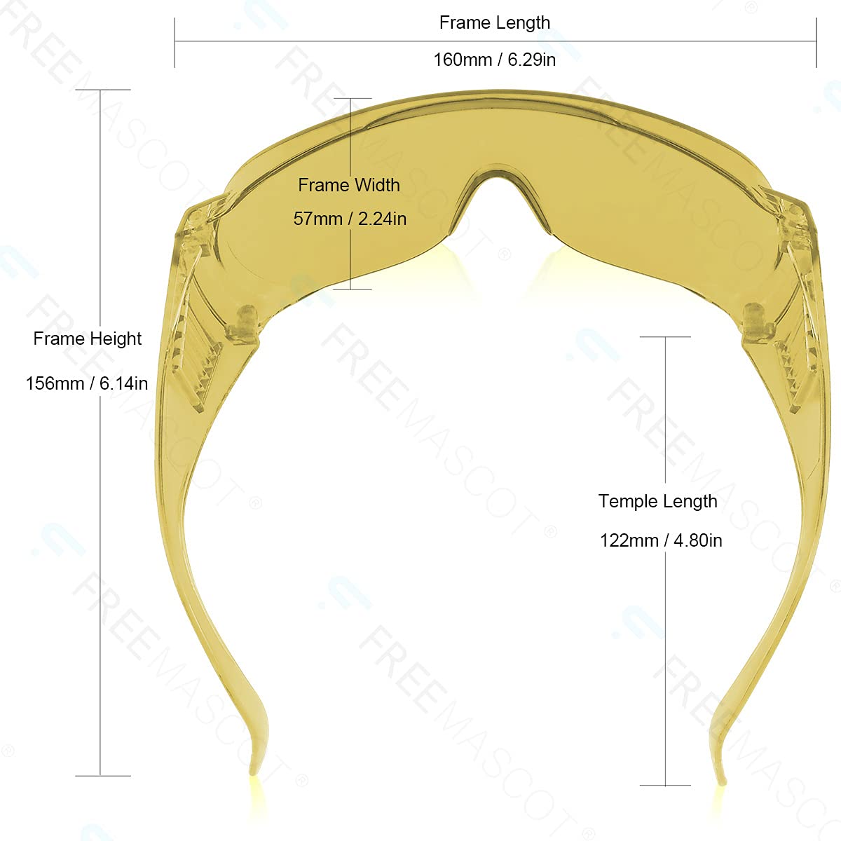 FreeMascot OD 6+ Laser Safety Glasses - 190nm-450nm & 10600nm Wavelength Protection for UV/Blue/CO2 Lasers (275nm, 380nm, 405nm, 445nm, 10.6um) - Ideal for Laser Cutting, Engraving, Medical & Laboratory Use
