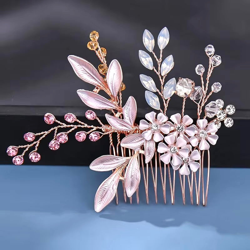 Bohemian Crystal Hair Comb for Women - Elegant Bridal Wedding Hair Accessories in Yellow Gold, Rose Gold & Silver - Perfect for Boho Weddings, Prom & Special Occasions