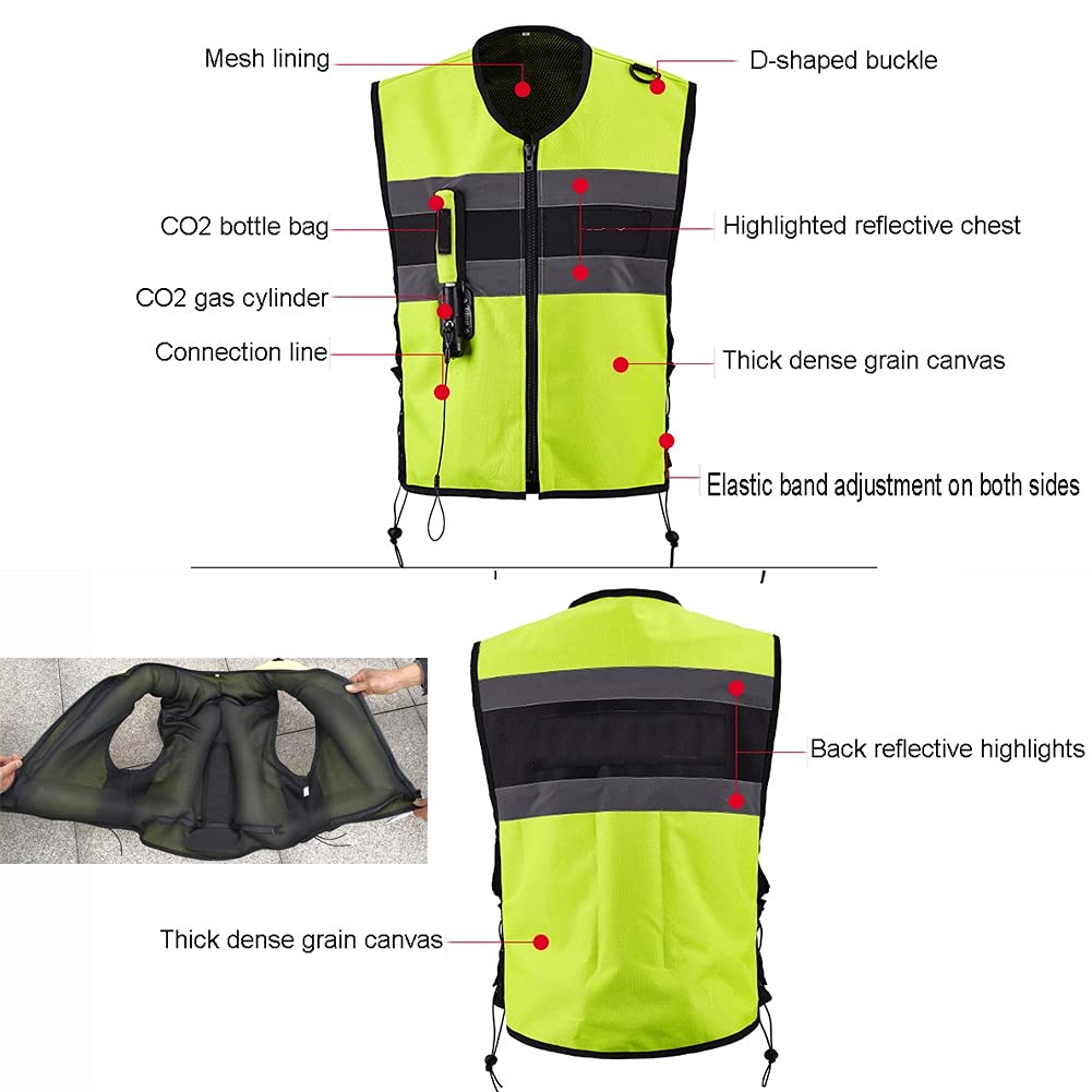 High Visibility Breathable Mesh Motorcycle Vest for Men & Women - XX-Large Green - Professional Airbag System - Ideal for Summer Riding & Motorcycle Safety Gear