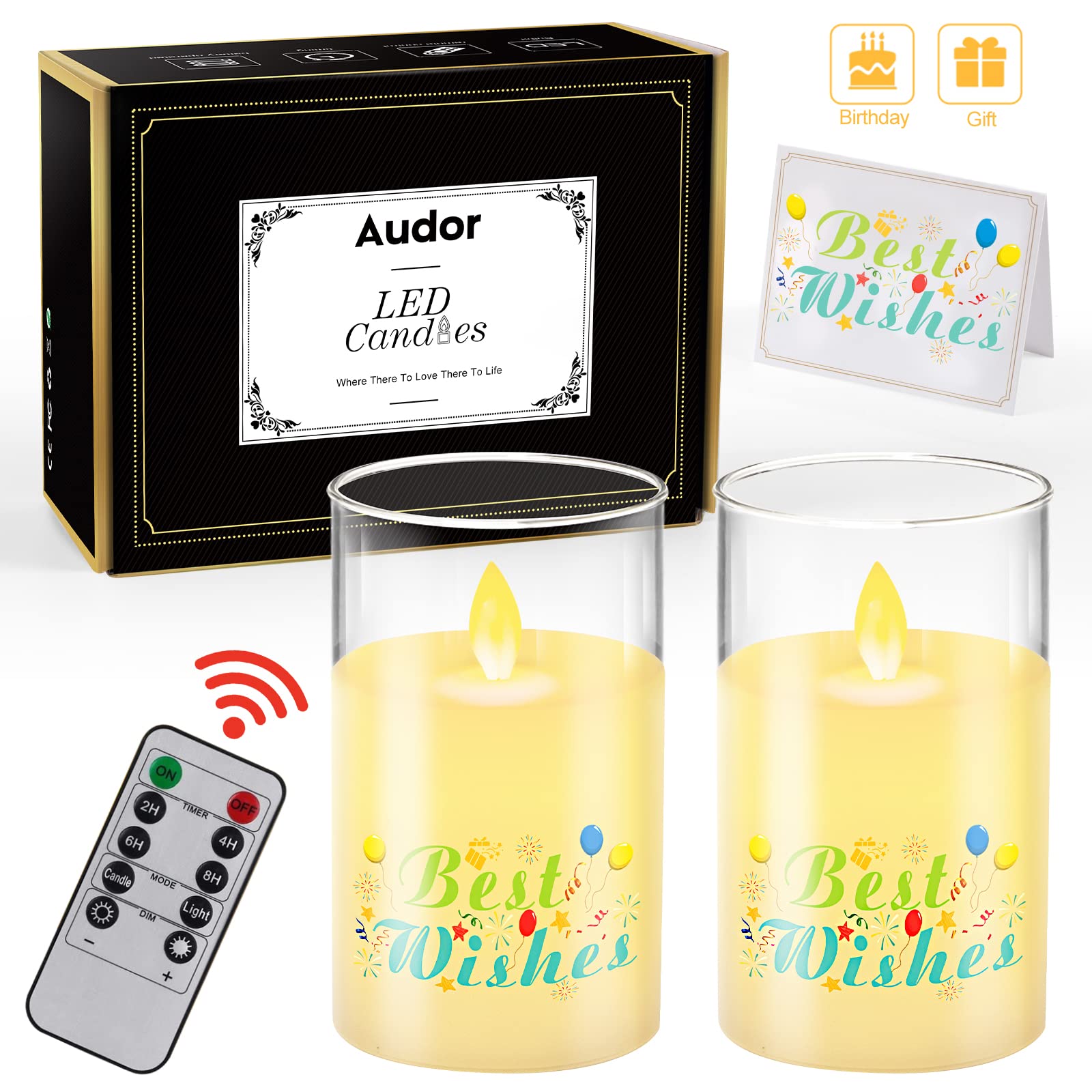 Realistic LED Flameless Candles with Remote Control - Battery Operated Glass Candles with Flickering Flame & Timer - Perfect for Home Decor, Weddings, Christmas & Birthday Gifts (Includes Gift Cards) - Create Romantic Ambiance for Dinners, Spa Nights & Holiday Celebrations