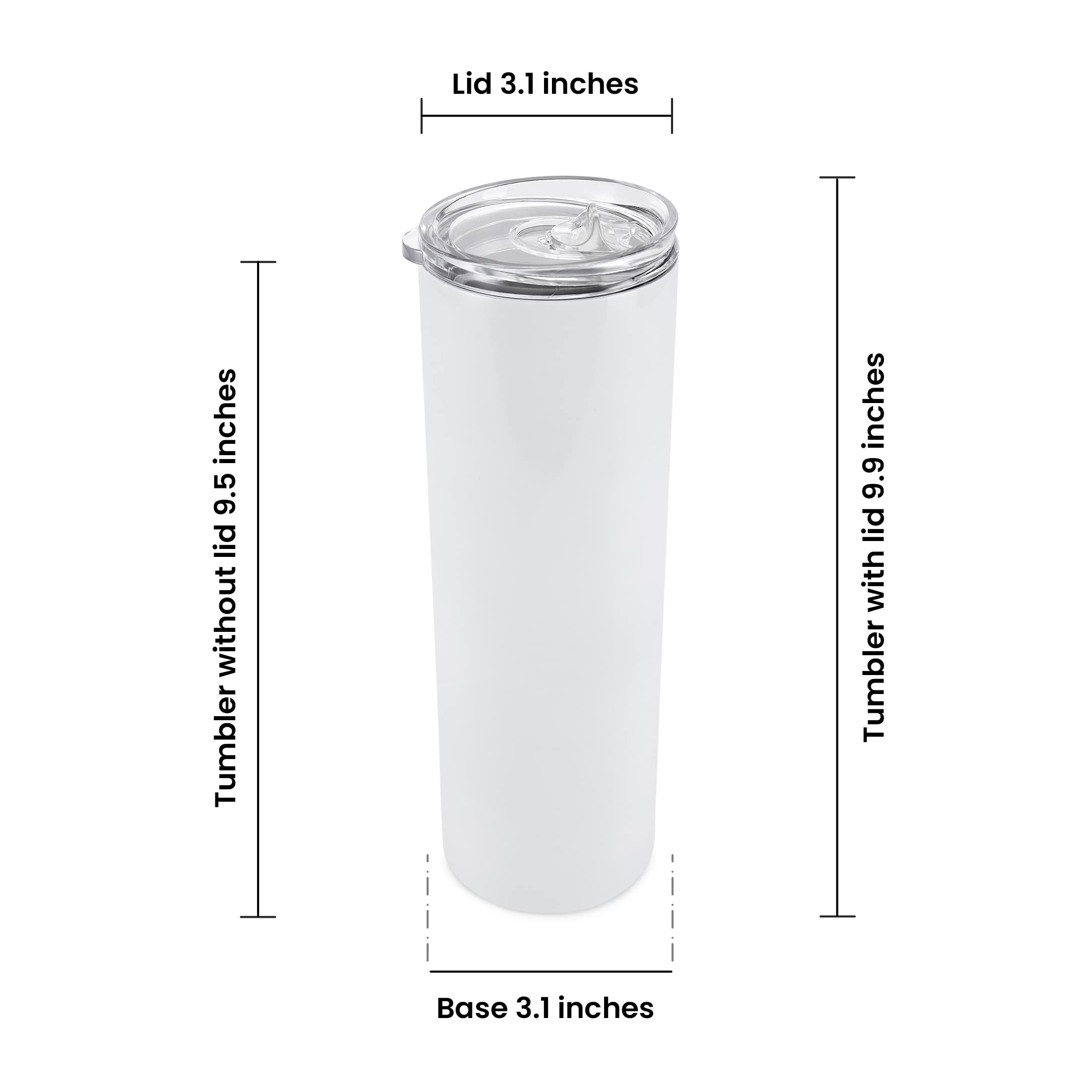 Makerflo 30 oz White Skinny Sublimation Blank Tumbler with Lid & Straw - Pack of 25 | DIY Customizable Tumbler for Sublimation, Epoxy, UV DTF, Vinyl & Laser Engraving | Perfect for Personalized Gifts, Promotional Items & Craft Projects