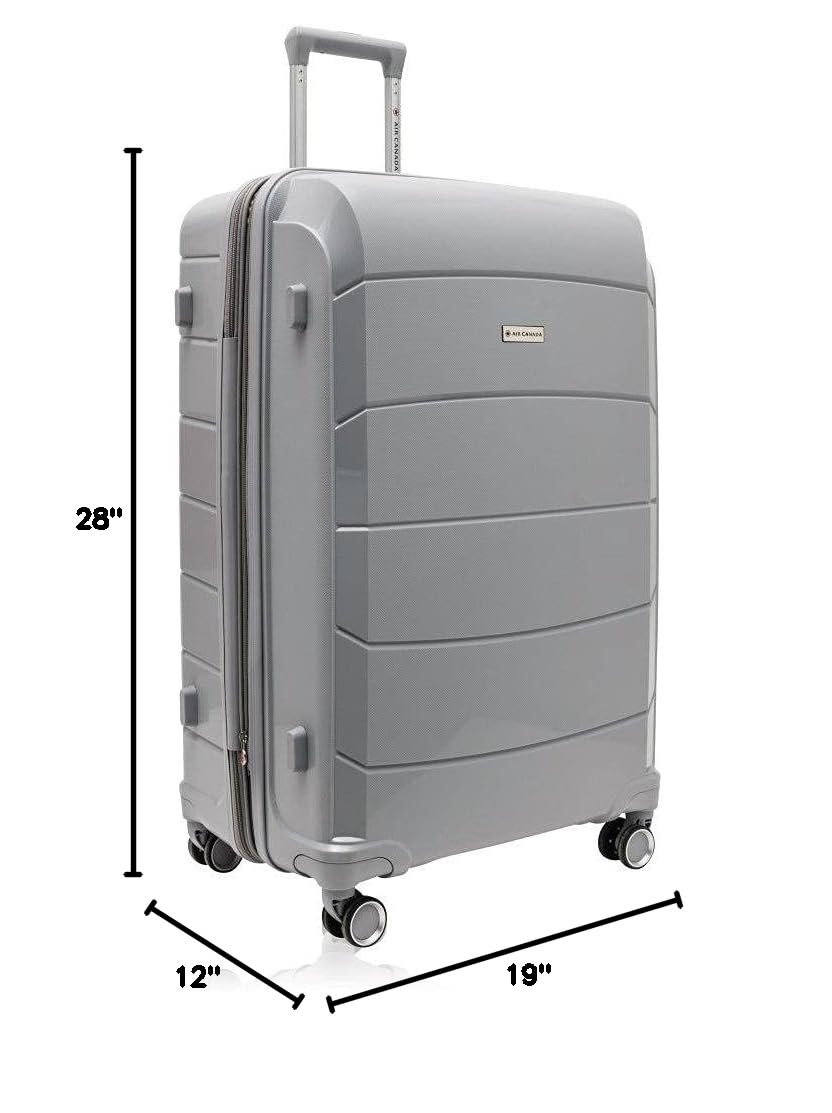 Optimum 3-Piece Hardside Spinner Luggage Set with Wet Pouch - Light Gray Carry-On Suitcase for Travel, Business Trips & Weekend Getaways