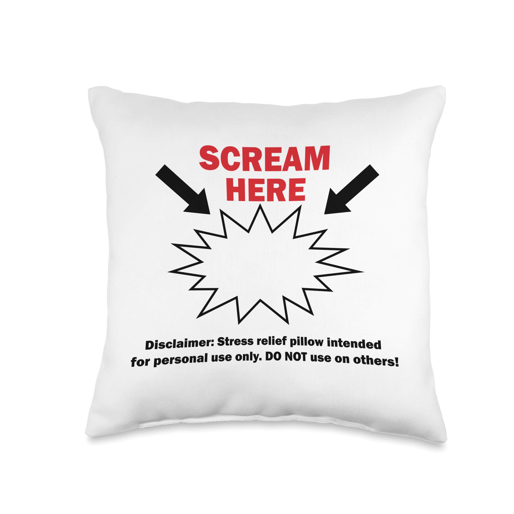 Funny Scream Here Gag Gift Throw Pillow - Decorative Couch Pillow for Home, Office & Party Prank - Perfect for Friends, Family & Pranksters