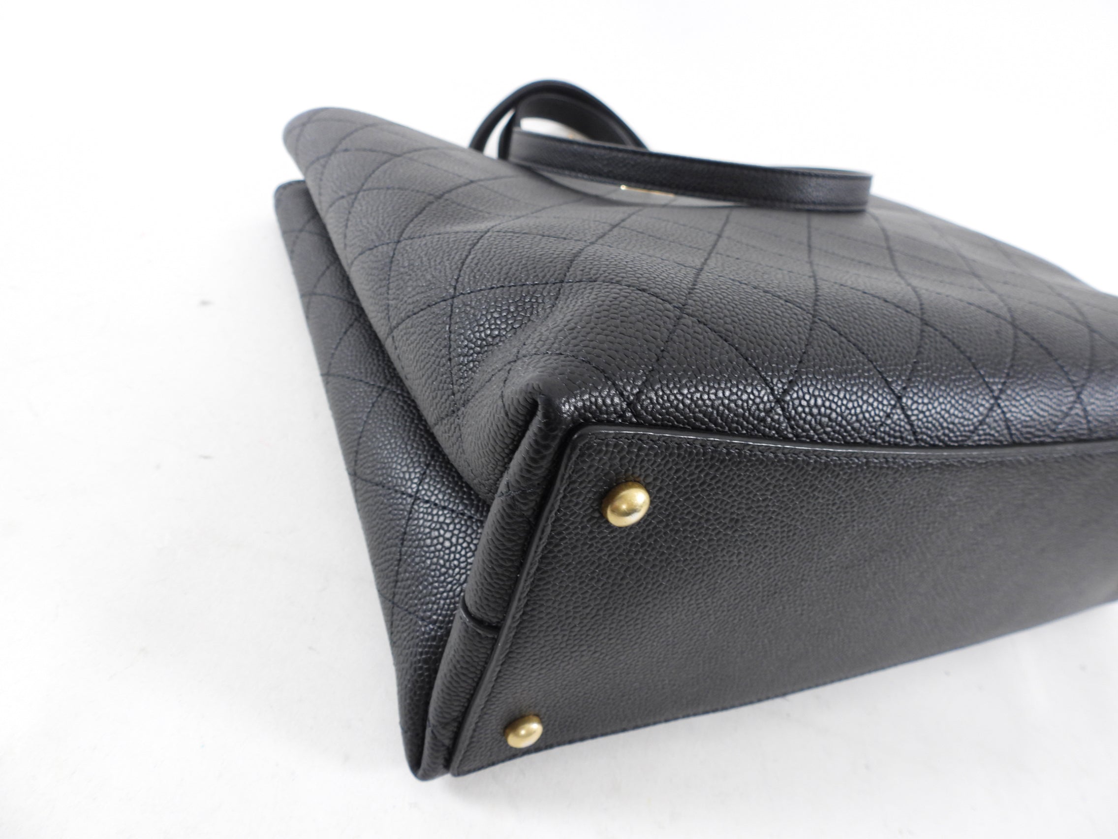 Chanel Black Stitched Caviar Leather Chic Affinity Tote Bag for Women - Luxury Designer Handbag for Work, Travel & Everyday Use