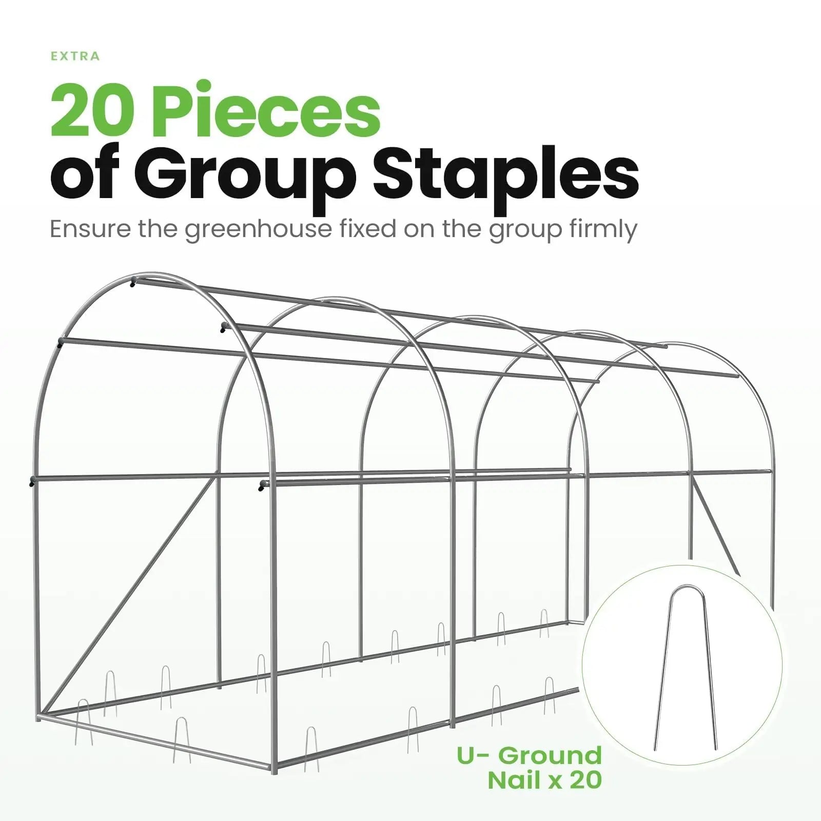 15' x 6.6' x 6.6' Walk-in Greenhouse Kit with Sturdy Frame & UV Protection - Perfect for Backyard Gardening, Plant Growing & Seed Starting