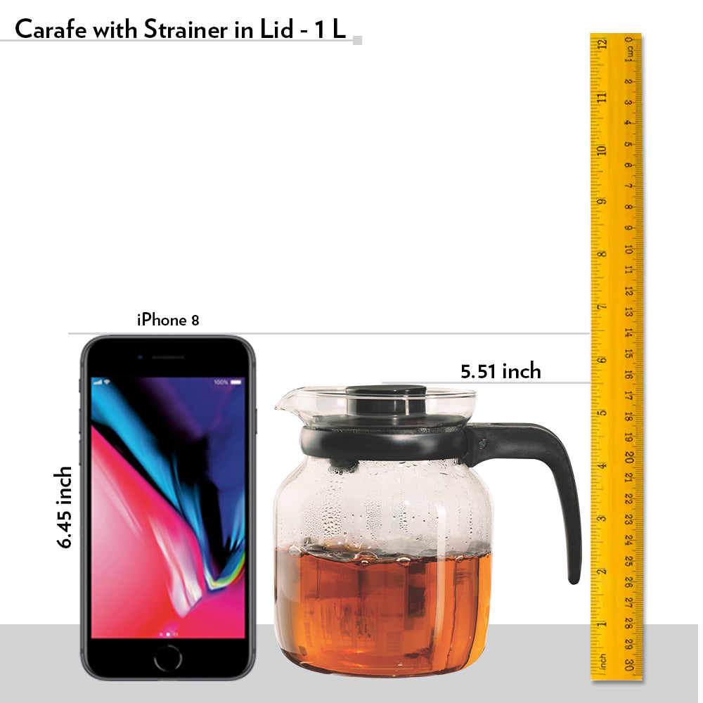 Premium Borosilicate Glass Carafe with Built-in Strainer - Ideal for Iced Tea, Cold Brew Coffee & Infused Water Pitcher
