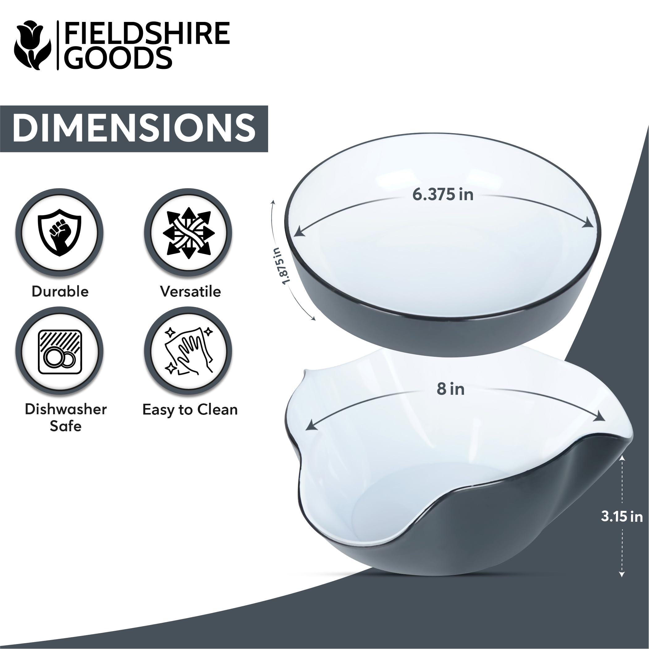 Premium Pistachio Bowl - Double Dish Nut & Snack Serving Bowl with Shell Storage - Perfect for Pistachios, Peanuts, Popcorn, Fruits & Candy - Ideal for Parties, Movie Nights & Family Snack Time - Black & White Design