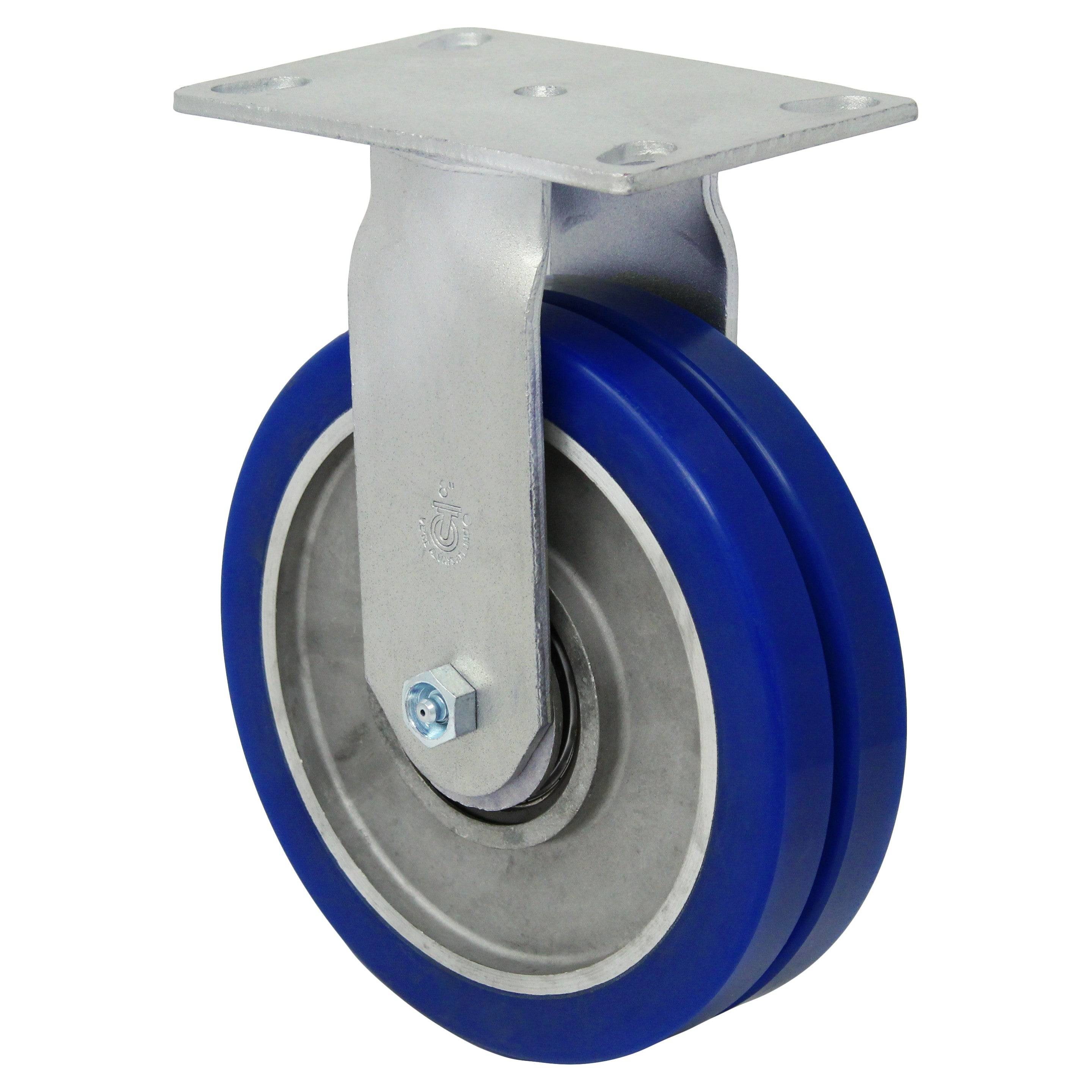 8 x 2 Inch Heavy Duty Dual Wheel Rigid Caster - 1500 lbs Load Capacity for Industrial Equipment, Warehouse Carts, and Workbenches