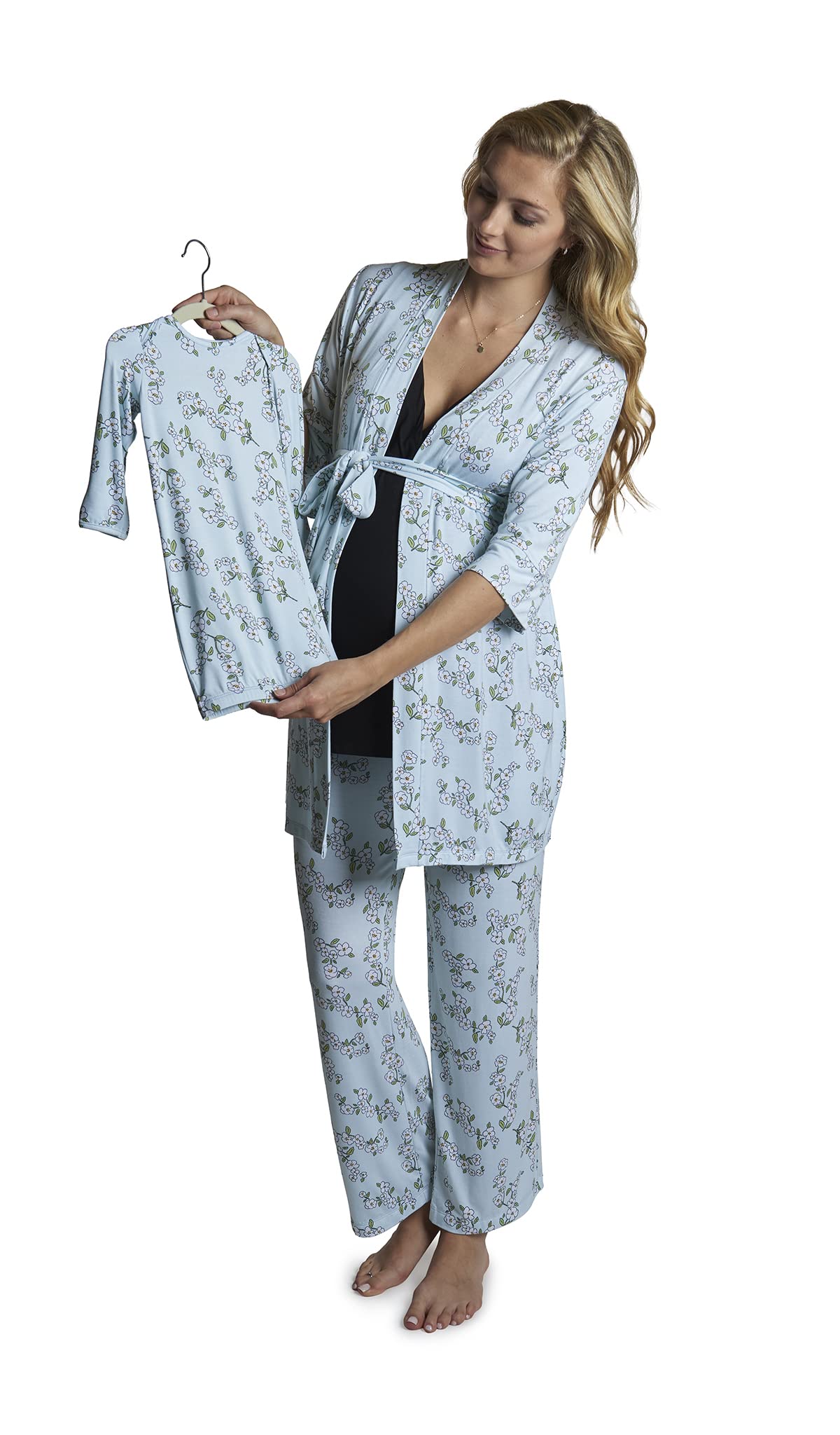 5-Piece Maternity & Nursing Pajama Set - Soft Cotton Breastfeeding Sleepwear for Pregnant Women & New Moms - Perfect for Nighttime Feeding, Hospital Stay & Postpartum Recovery
