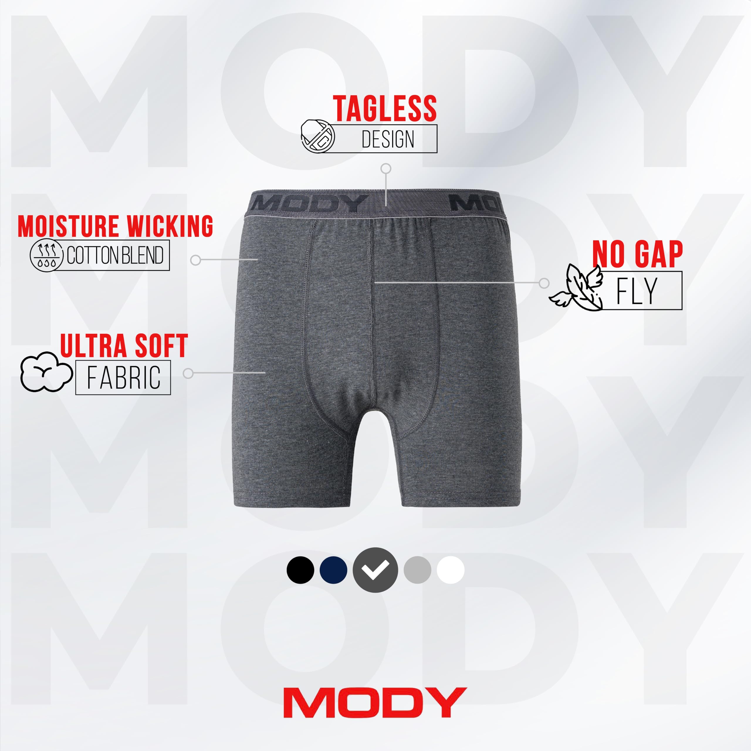 **Mody Men's Underwear Boxer Briefs - 3 Pack Breathable & Moisture Wicking Boxers for Men - Comfortable Daily Wear, Workout & Travel Underwear**