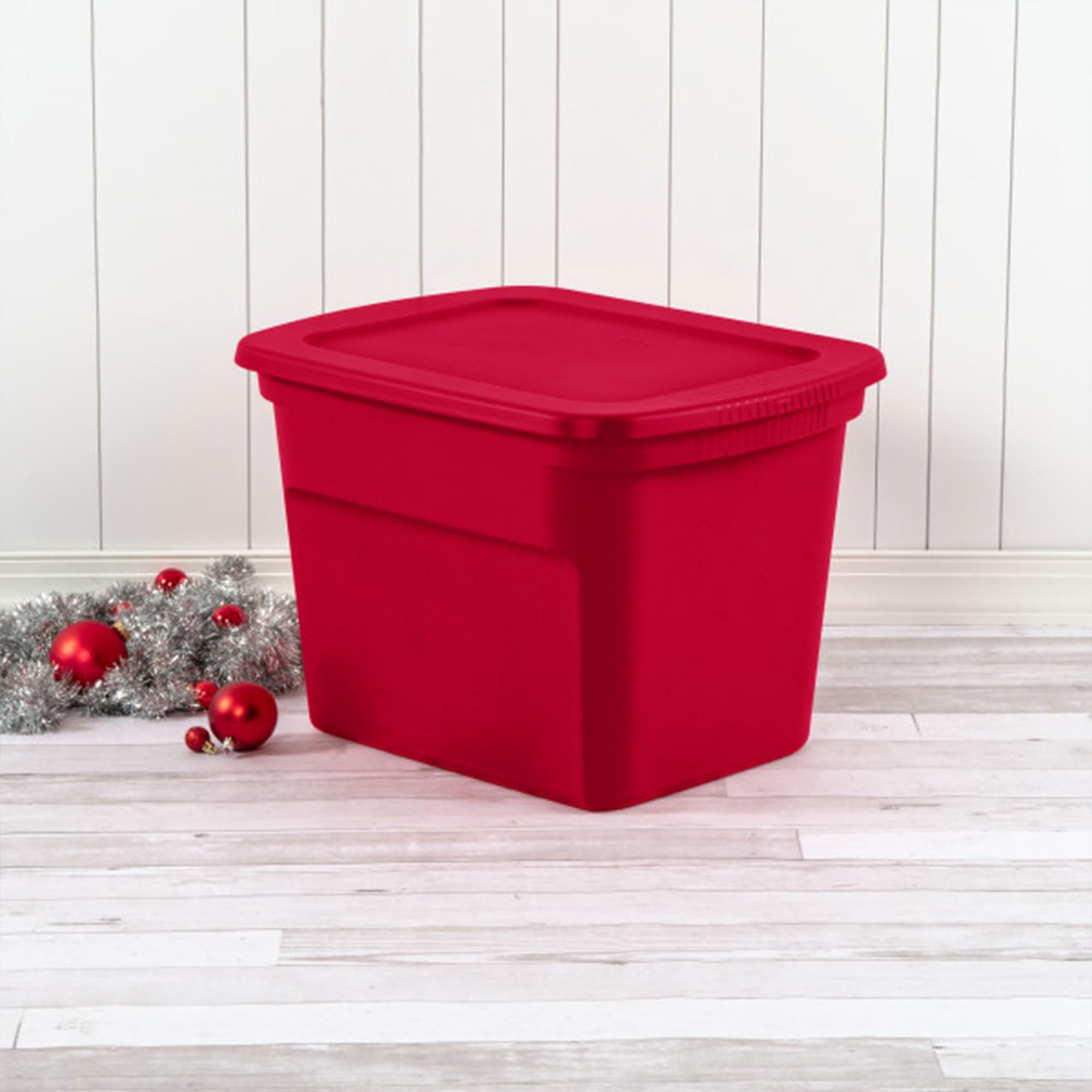 Sterilite 18 Gallon Stackable Storage Tote Bins with Lids (16 Pack) - Red Plastic Containers for Home Organization, Seasonal Decor, Toys & Garage Storage - Perfect for Closet, Basement & Holiday Decorations