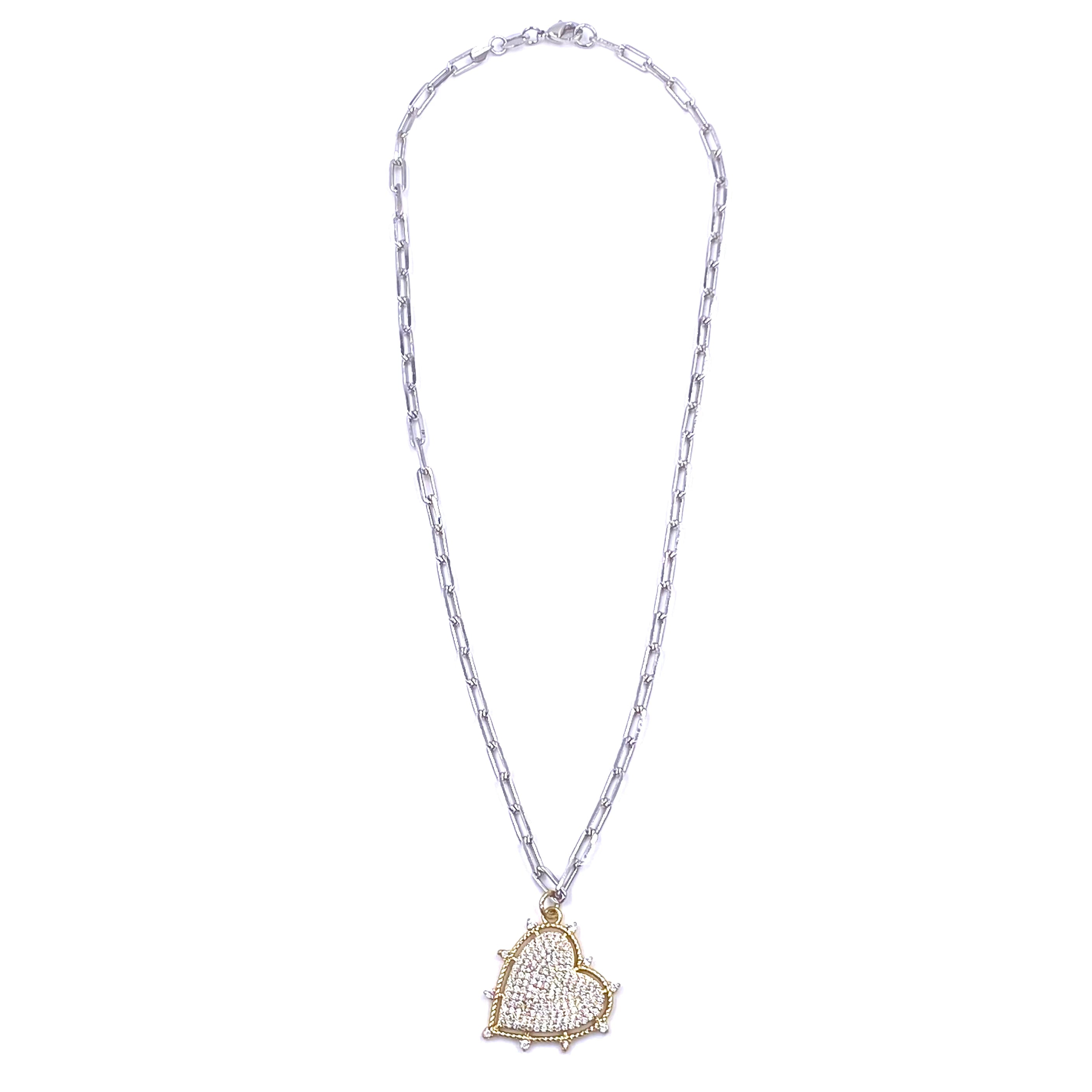 Ashley Gold Stainless Steel CZ Encrusted Spike Heart Pendant Necklace | Elegant Jewelry for Women | Perfect for Valentine's Day, Anniversary & Romantic Gifts