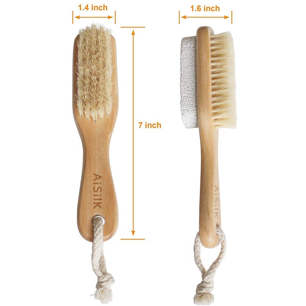Grab8 Dry Body Brush & Pumice Stone Set - Exfoliating Body Scrubber for Dead Skin Removal - Shower & Bath Accessories - Perfect for Spa Day & At-Home Skincare Routine (Set of 2, Combo 1)