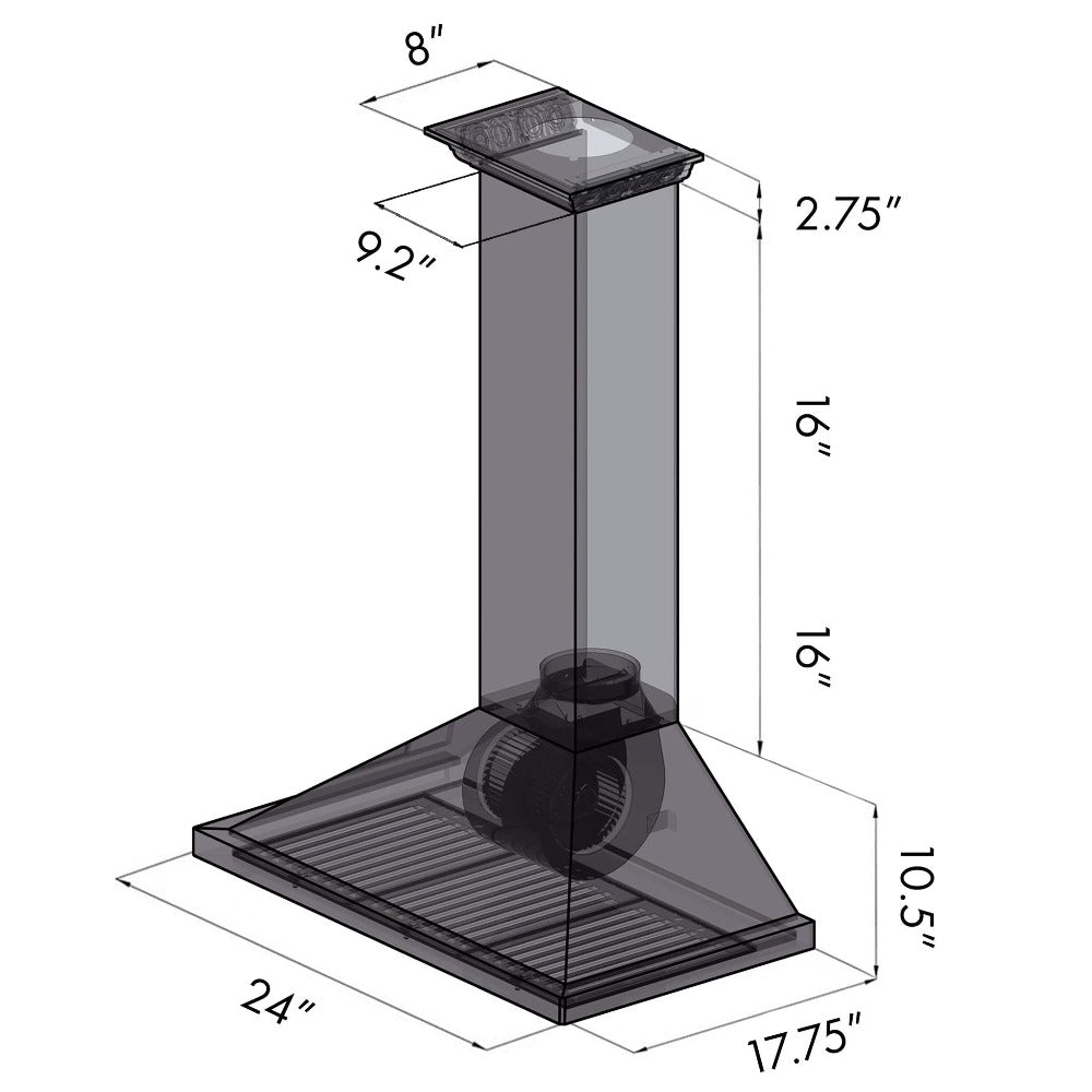 ZLINE Stainless Steel Ducted Vent Wall Mount Range Hood with Built-in CrownSound Bluetooth Speakers (KBCRN BT) - Perfect for Modern Kitchens & Open-Concept Living Spaces