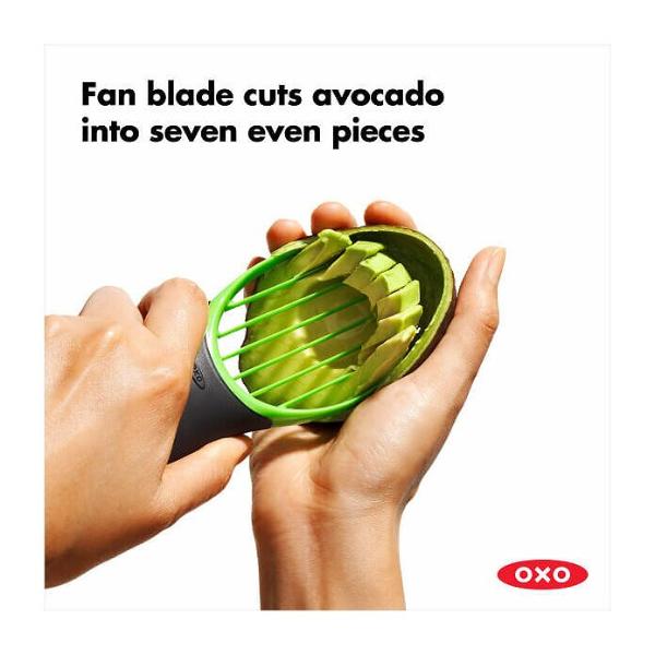 OXO Good Grips 3-in-1 Avocado Slicer, Peeler & Pitter - Stainless Steel Kitchen Tool for Slicing, Dicing & Removing Avocado Pits - Perfect for Guacamole, Salads & Healthy Snacks