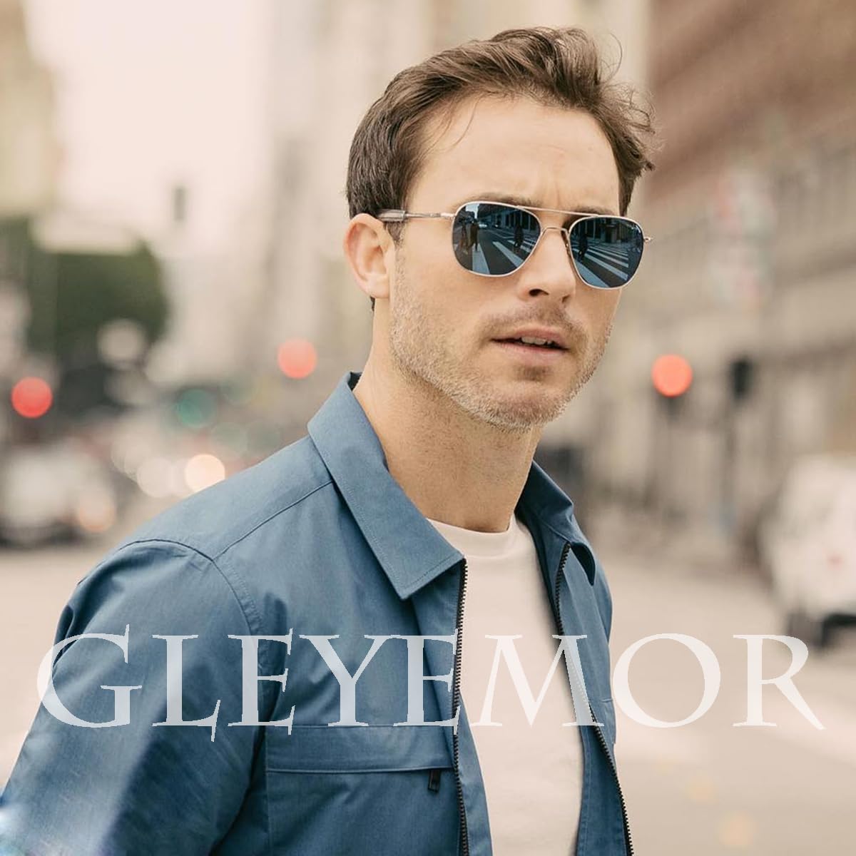 Gleyemor Polarized Square Aviator Sunglasses for Men - Retro Military Tough Guy Style UV Protection Shades for Driving, Fishing & Outdoor Activities