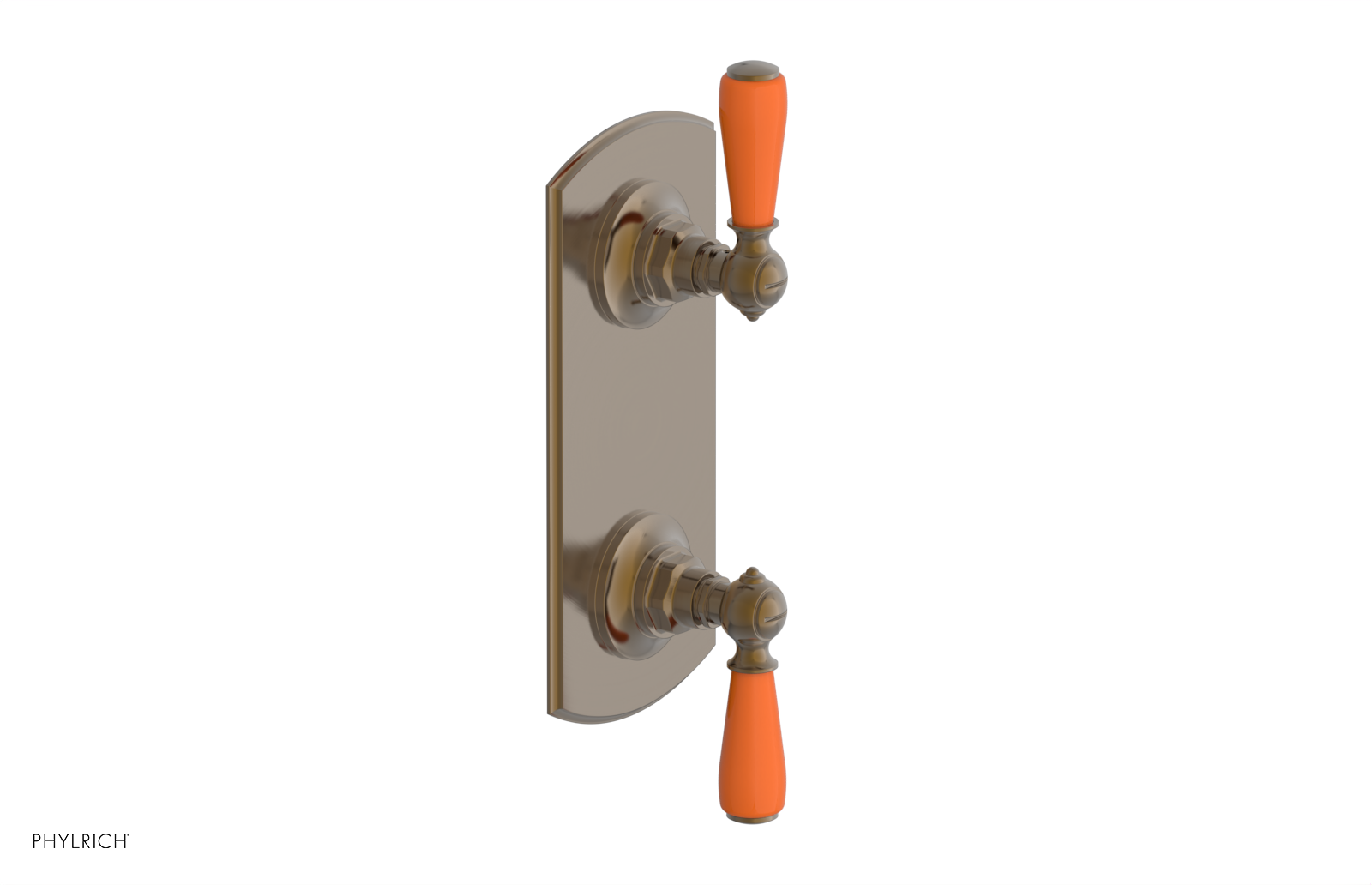 Jamestown Thermostatic Shower Valve with Volume Control & Diverter - Orange Accent Trim - Model 4738 - Perfect for Modern Bathroom Renovations & Spa-Like Shower Experiences
