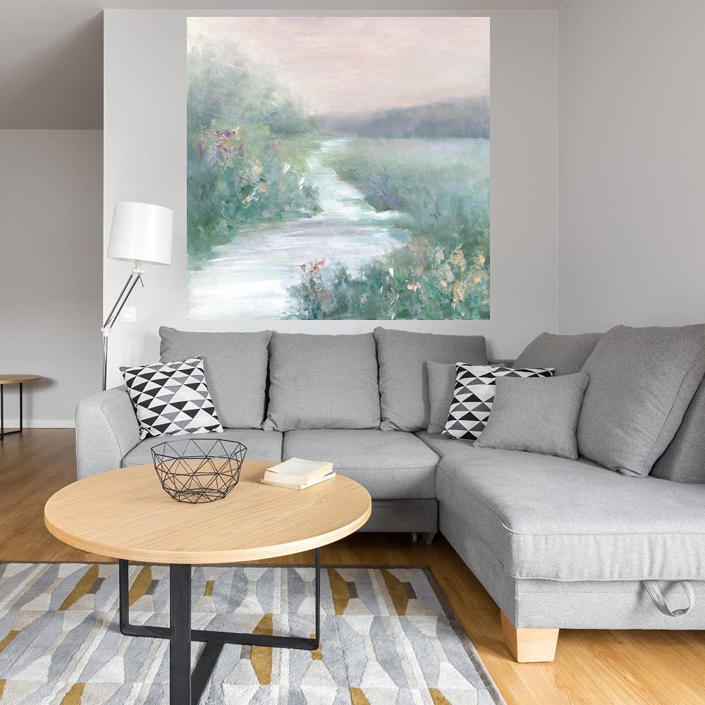 Misty Morning Fine Art Canvas Wall Decor by Sally Swatland - 22x22 Inch Ready-to-Hang Painting for Living Room, Bedroom, Office & More - Perfect for Home, Hotel & Restaurant Decor