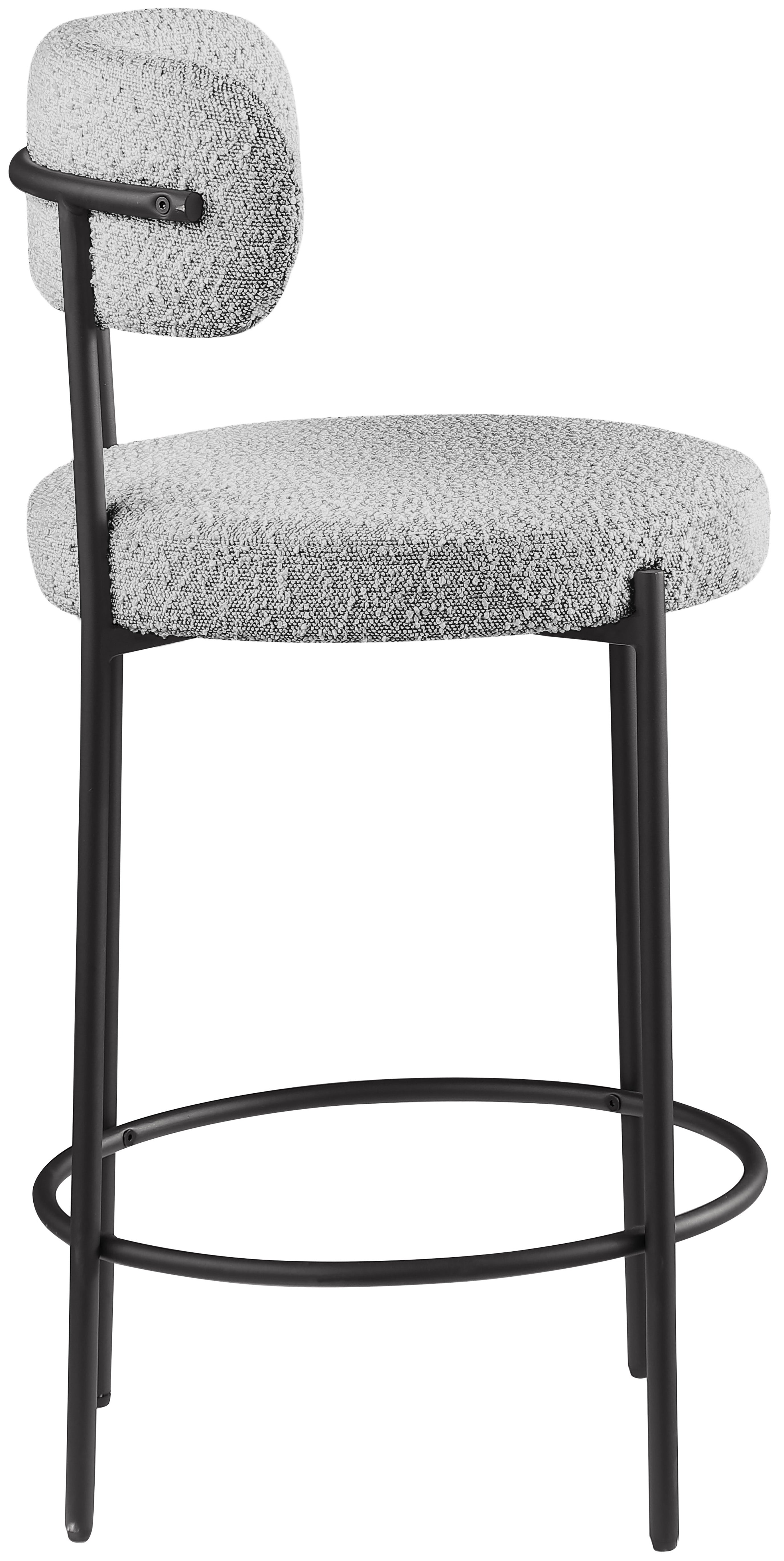 Beacon Boucle Fabric Stool - Modern Round Accent Chair with Soft Textured Upholstery for Living Room, Bedroom & Office Decor