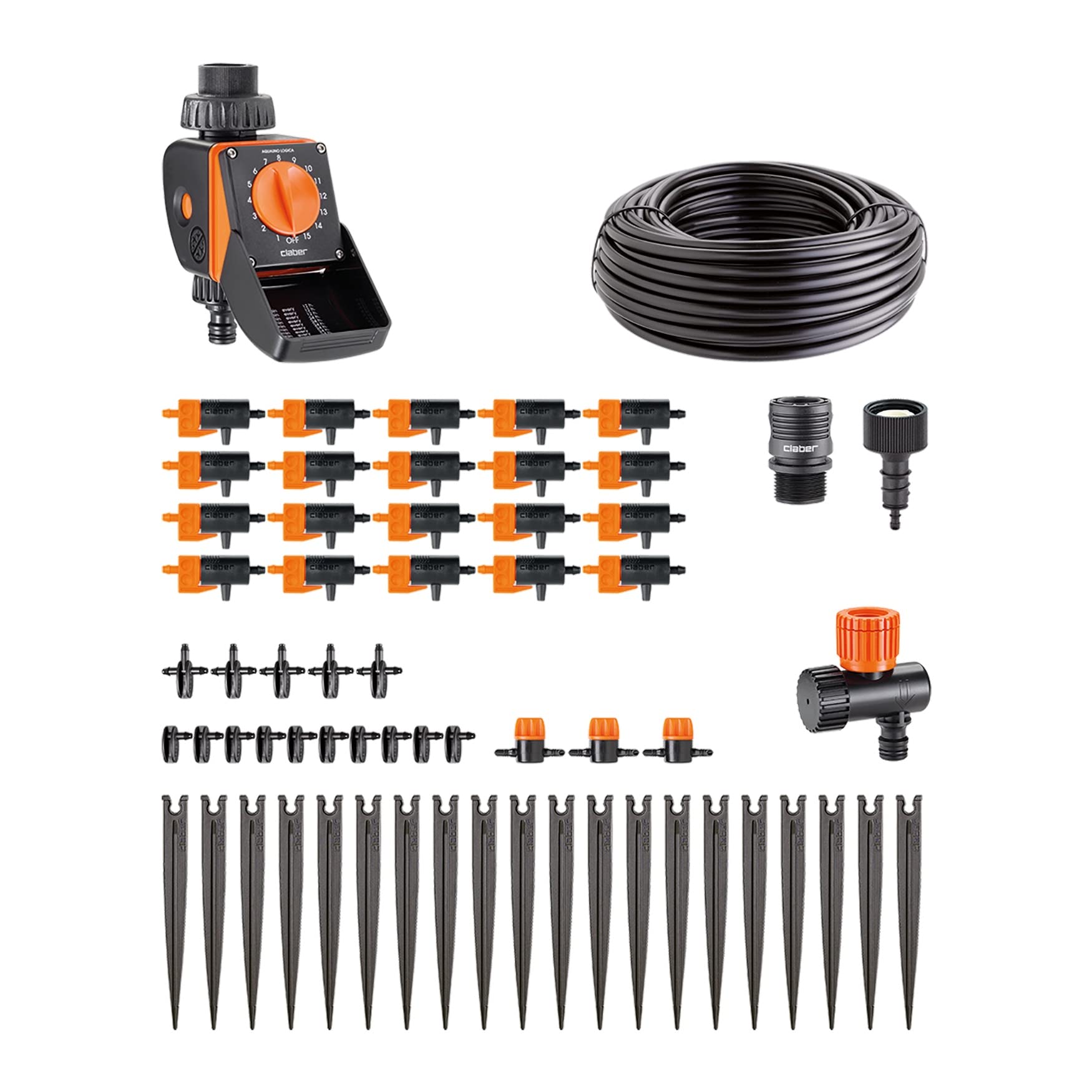 Claber d90766000 - 20 Pot Timer Kit for Automatic Plant Watering System | Indoor & Outdoor Garden Irrigation Solution | Perfect for Greenhouses, Balconies, and Home Gardens