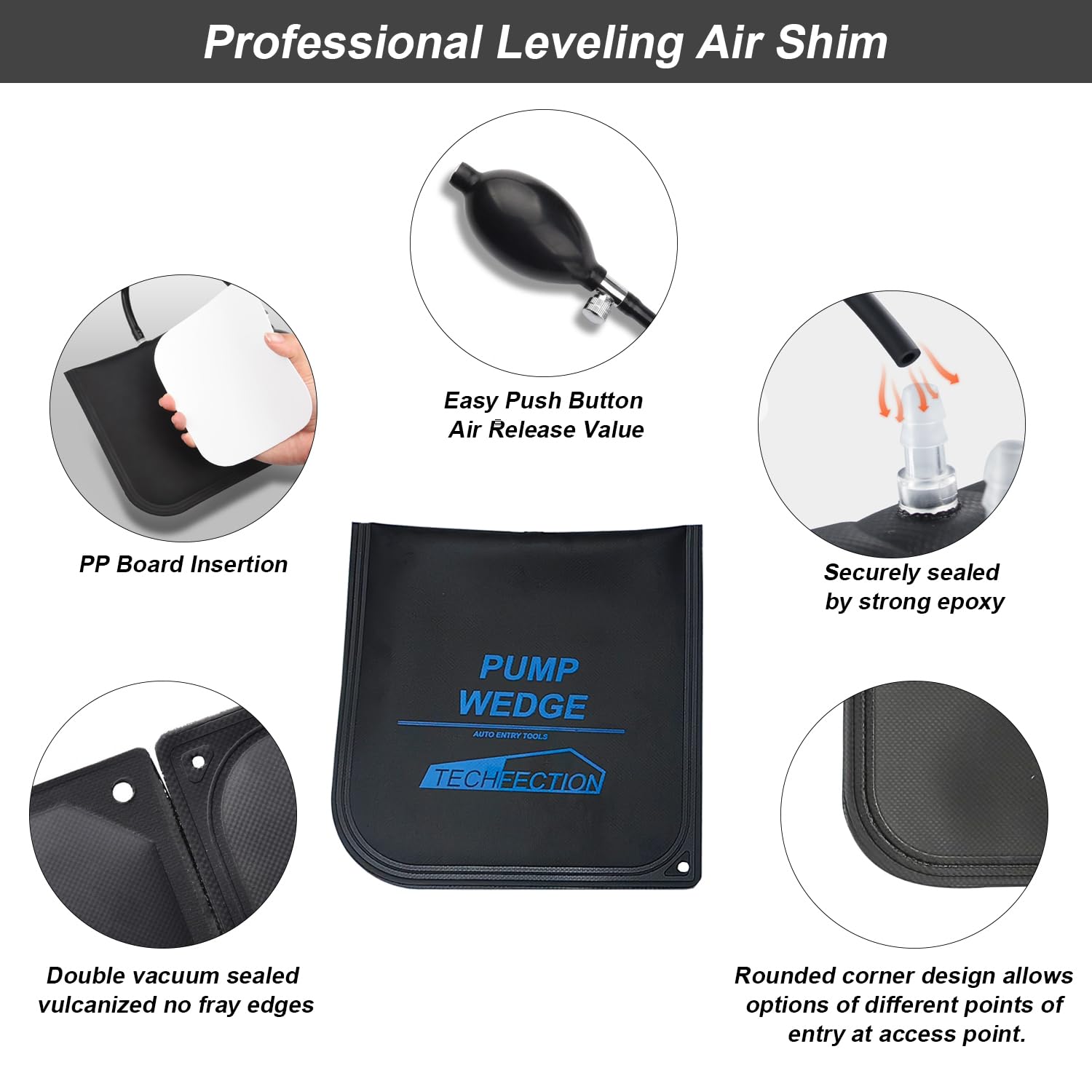4 Pack Inflatable Air Wedge Pump Set - Heavy Duty DIY Air Cushion Pump for Door/Window Installation, Auto Repair & Glass Work - Portable Hand Tool for Carpenters, Mechanics & Home Improvement