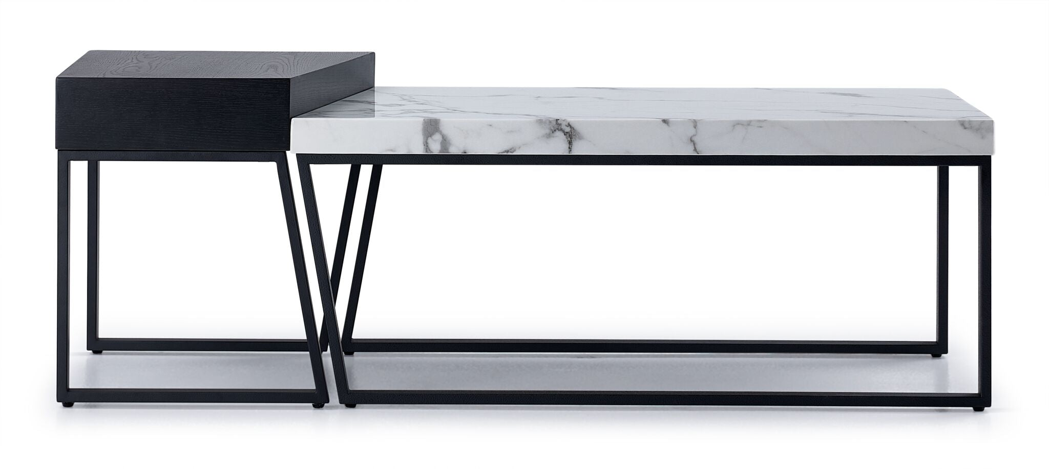 Cora 56-Inch Coffee Table and End Table Set - Modern Living Room Furniture in White, Black & Grey - Perfect for Small Spaces, Apartments & Home Decor