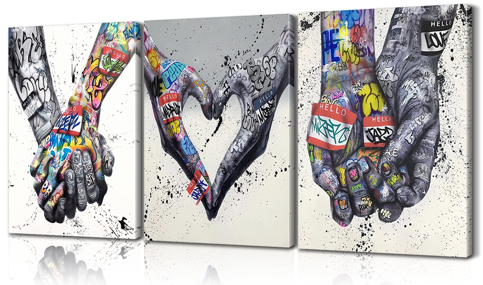 3 Piece Colorful Hand Gesture Canvas Wall Art - Modern Pop Art Decor for Living Room & Bedroom | 20''W x 28''H Set of 3 | Perfect for Home, Office & Gift Giving