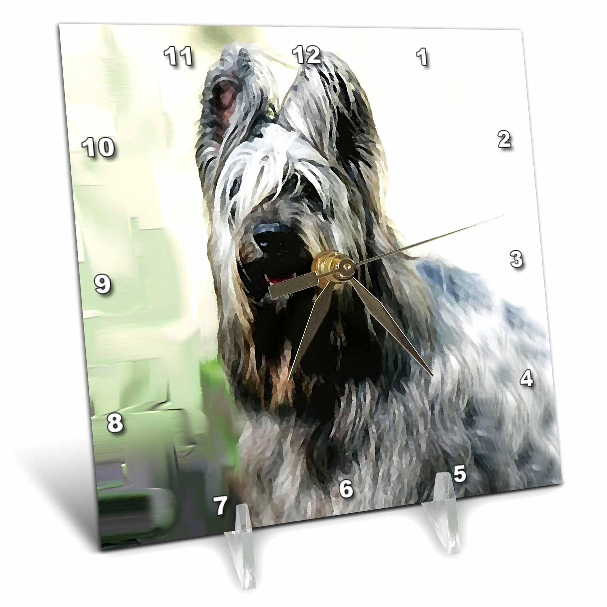 3dRose LLC Briard Dog Breed 6x6 Inch Desk Clock - Perfect for Home, Office, and Gift Giving