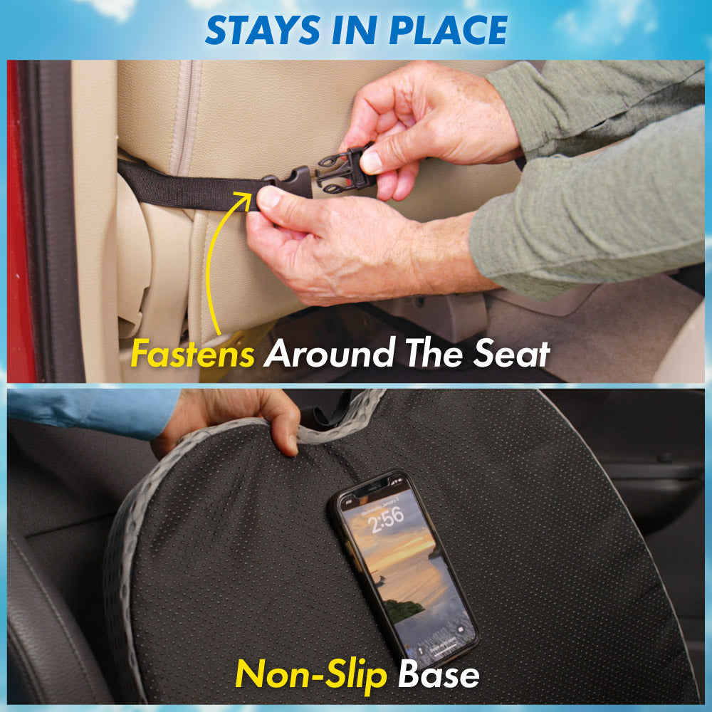 Angel Ride Memory Foam Car Seat Cushion - Premium Lumbar Support for Long Drives & Office Chairs | Comfortable Back Pain Relief for Drivers & Truckers